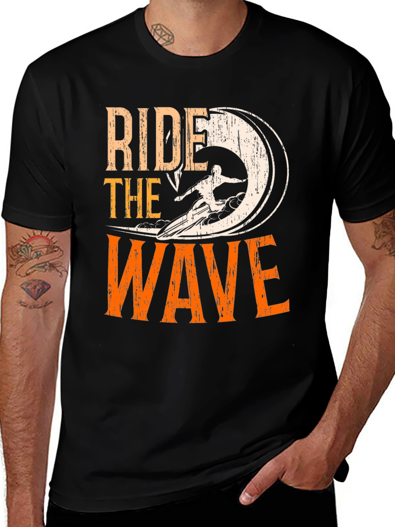 Variant 9 of Ride The Wave Graphic Tee - Surfer T-Shirt