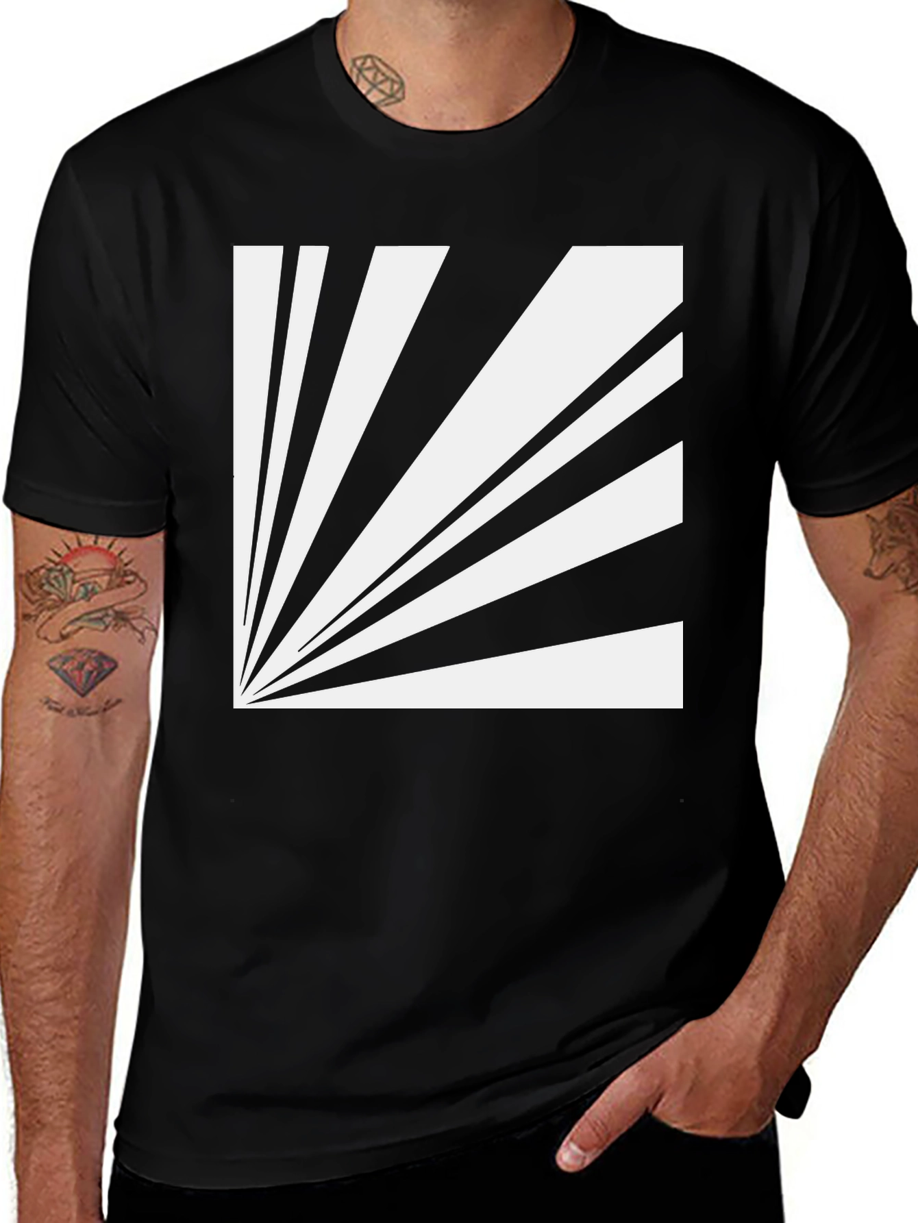 Variant 8 of Abstract Graphic Tee - Black Cotton Blend Shirt