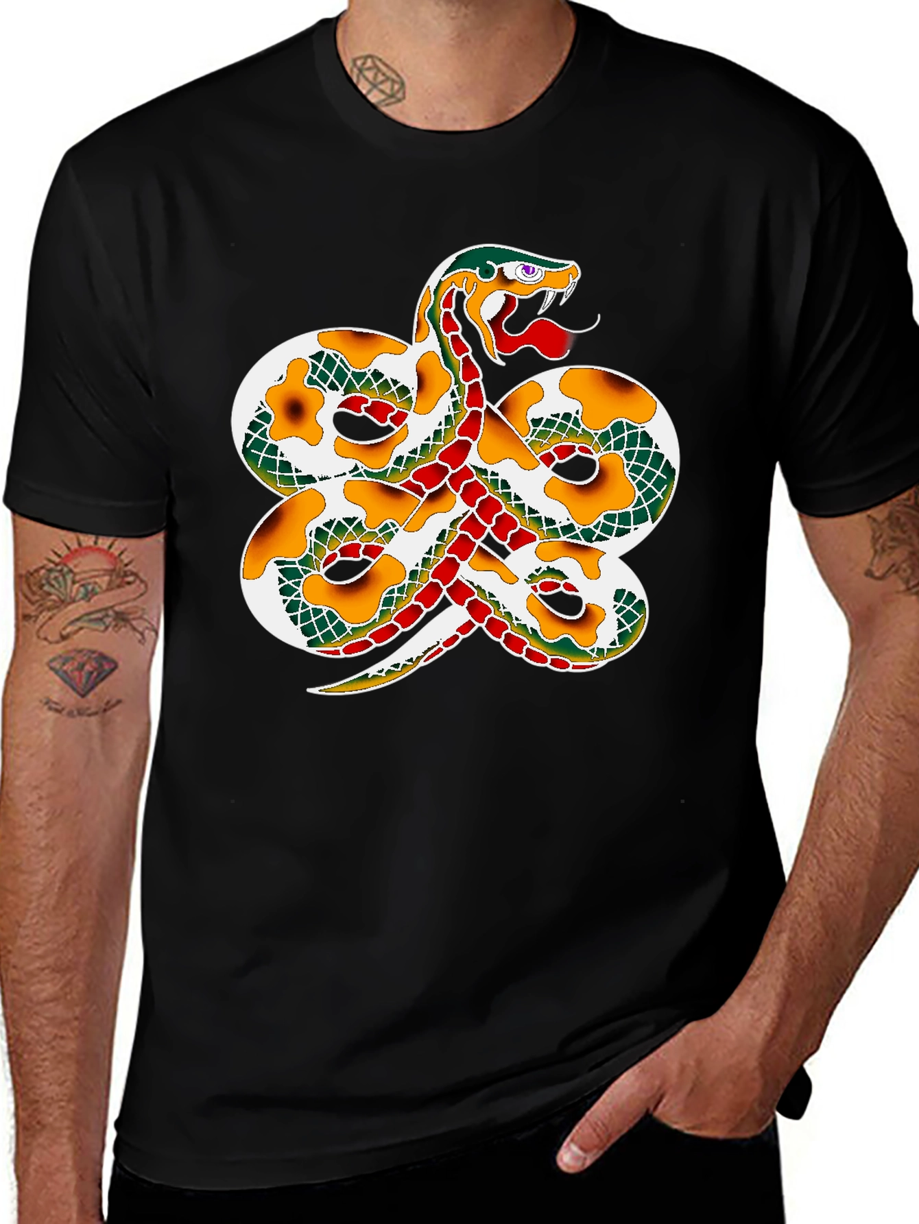 Black Snake Graphic Print T-Shirt - Black main image