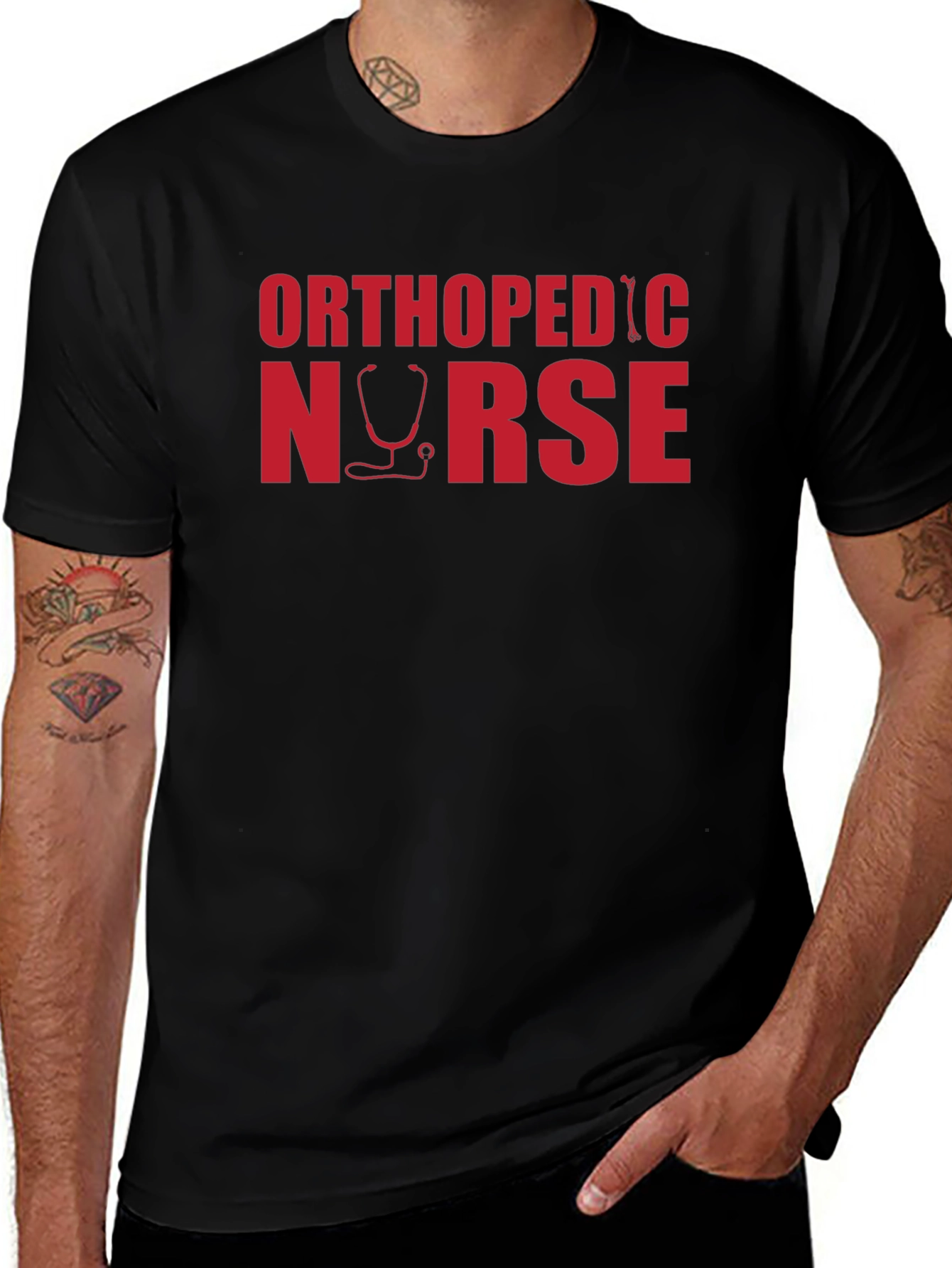 Variant 19 of Orthopedic Nurse T-Shirt - Stethoscope Design