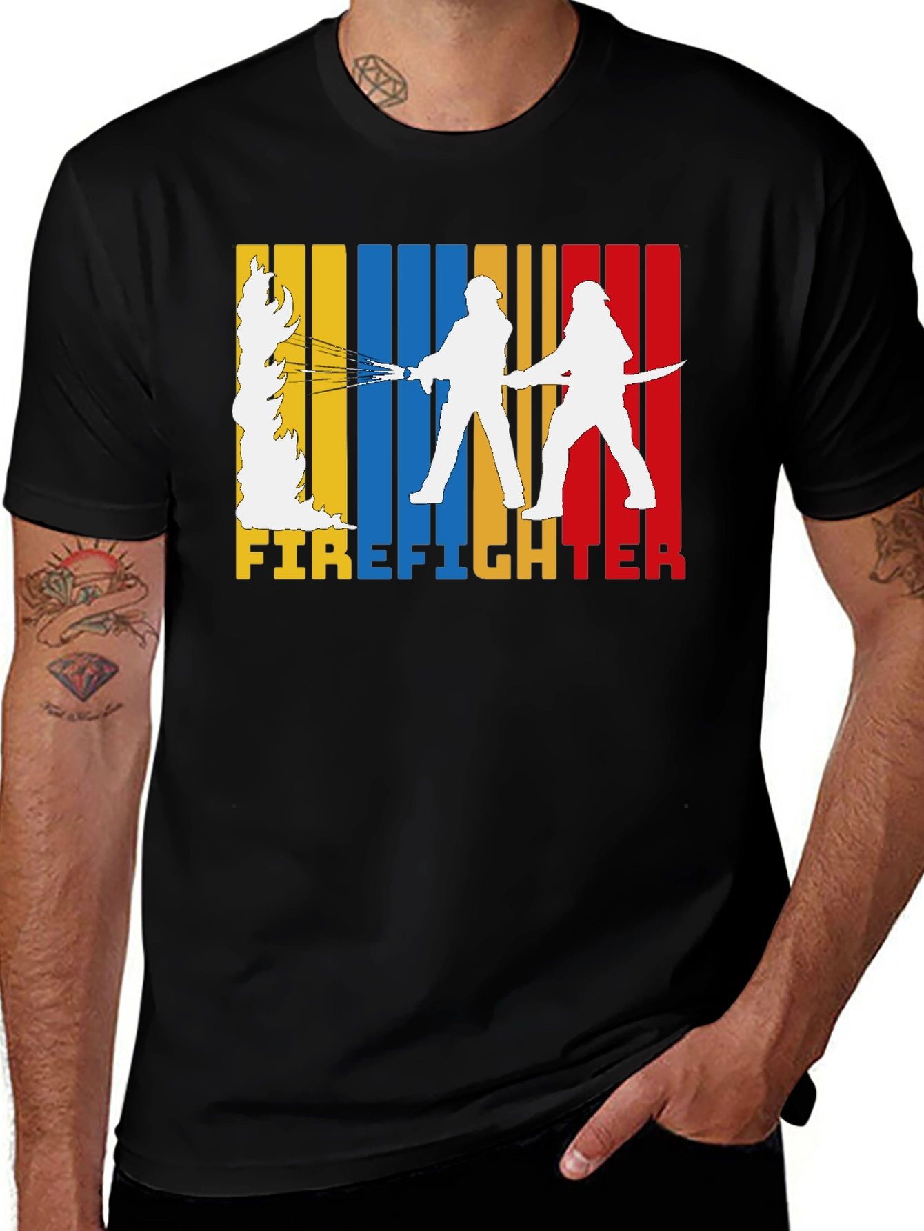 Black Firefighter Graphic Tee - Black main image
