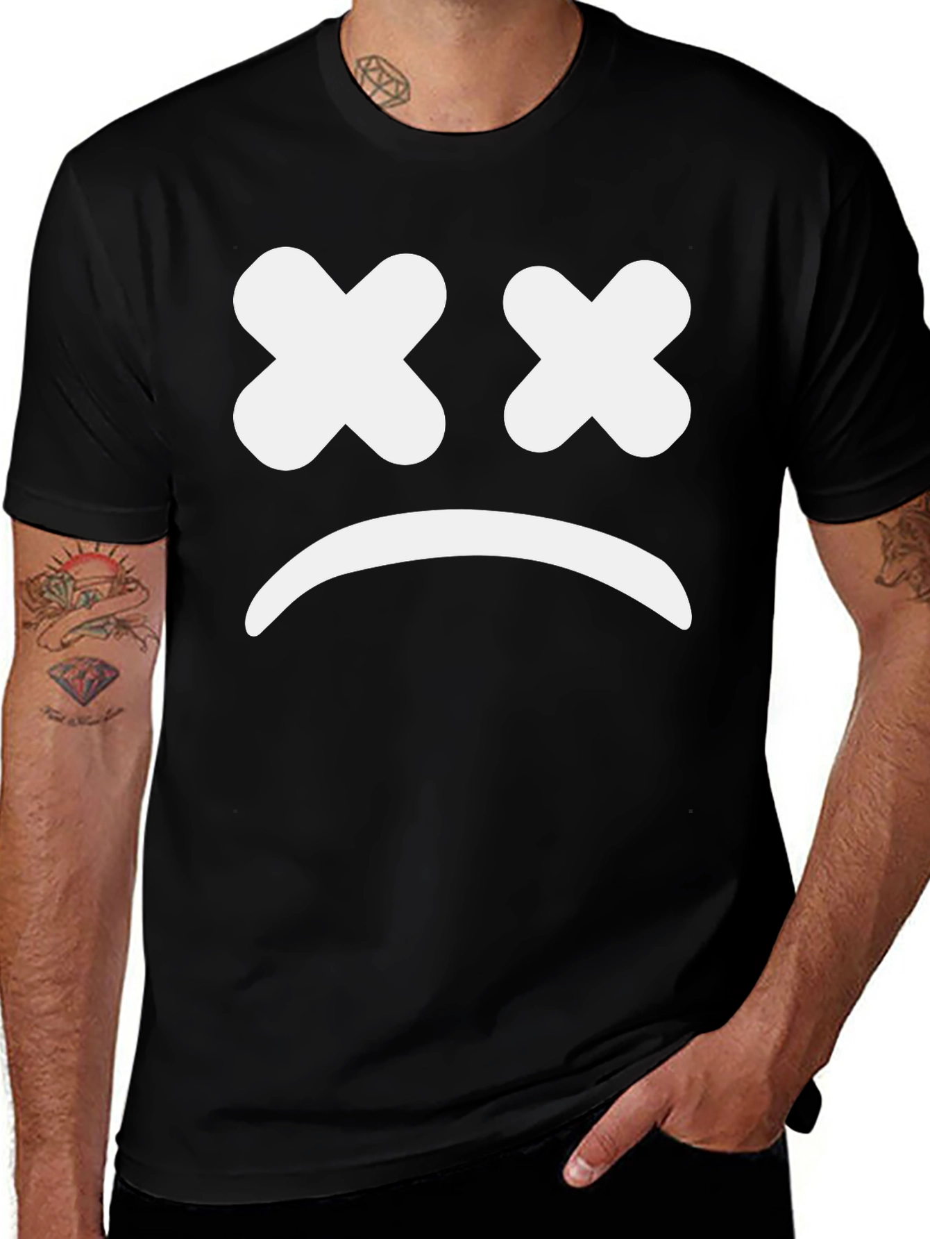 Variant 26 of Sad Face Graphic Tee - Unisex Black T-Shirt