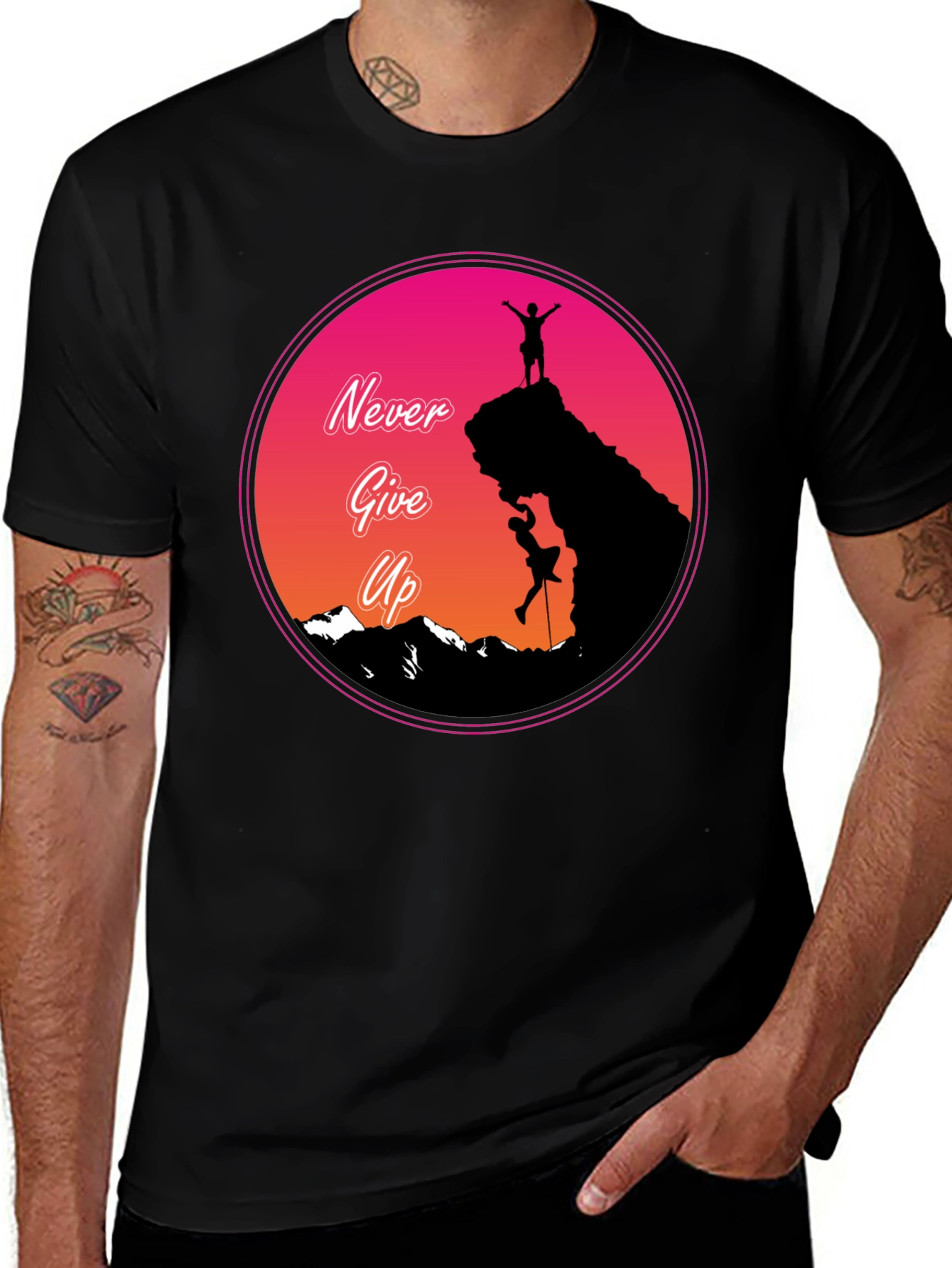 Variant 9 of Never Give Up Mountain Climber Graphic T-Shirt