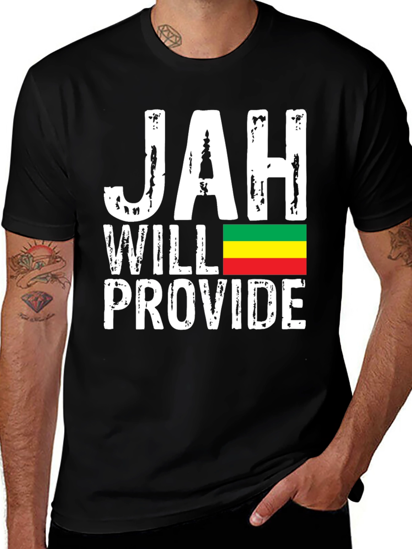 Variant 22 of Jah Will Provide Black Graphic Tee