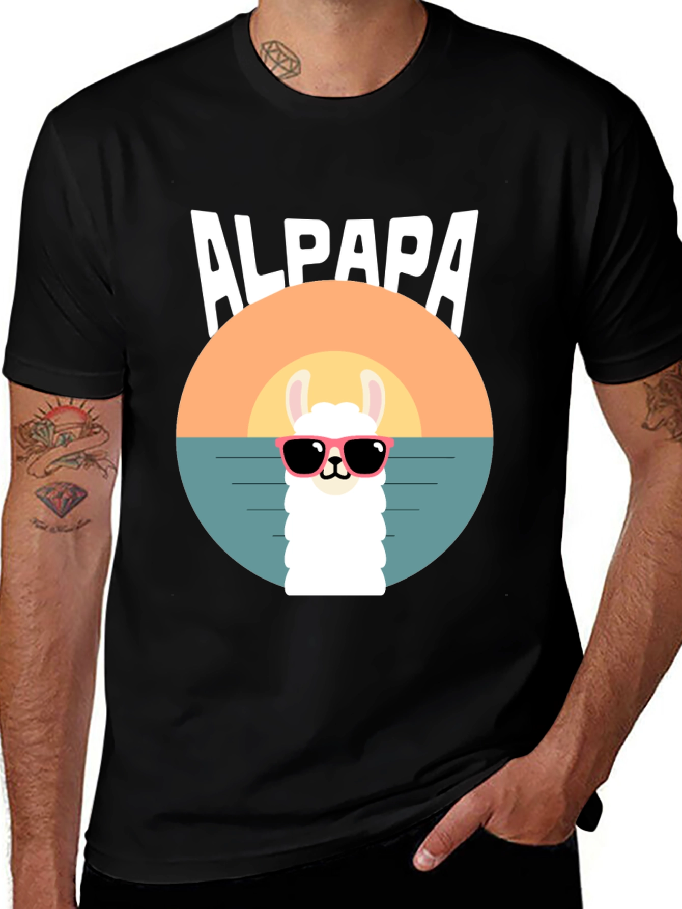 Variant 30 of Alpaca Sunset T-Shirt - Cool Graphic Tee