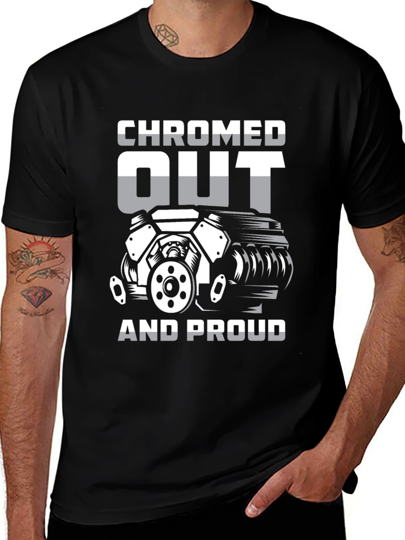 Variant 15 of Chromed Out Engine T-Shirt - Mechanic Car Enthusiast Tee