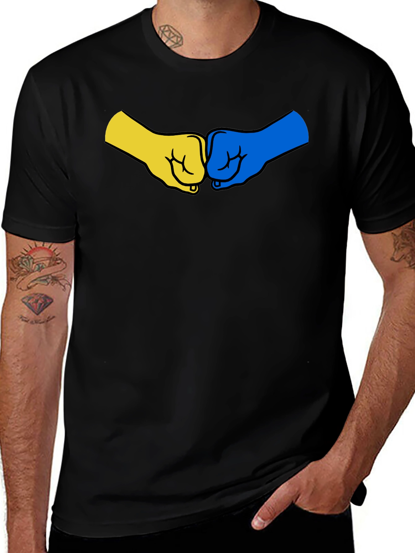 Ukraine Fist Bump Black T-Shirt