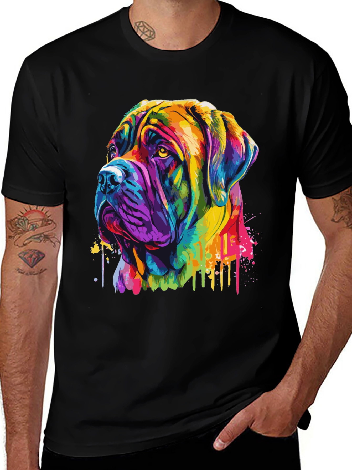 Variant 29 of Colorful Mastiff Dog Graphic T-Shirt