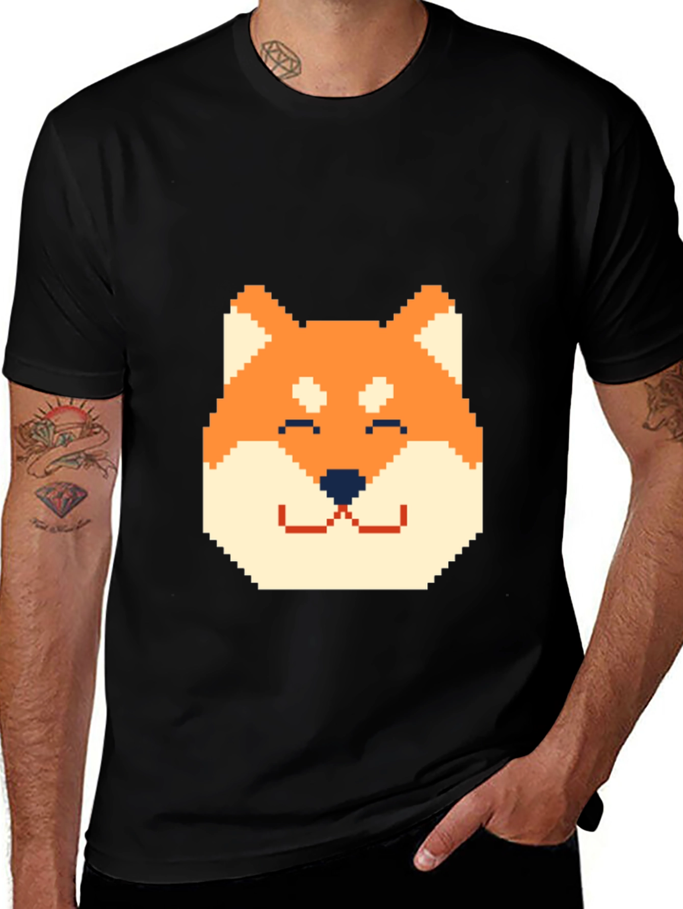 Variant 20 of Pixel Doge Head T-Shirt - Black