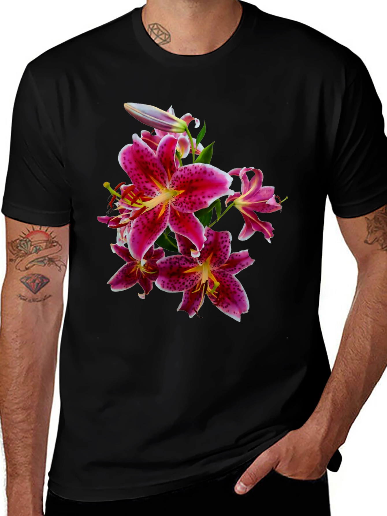 Variant 4 of Floral Lily Graphic Tee - Stylish & Bold