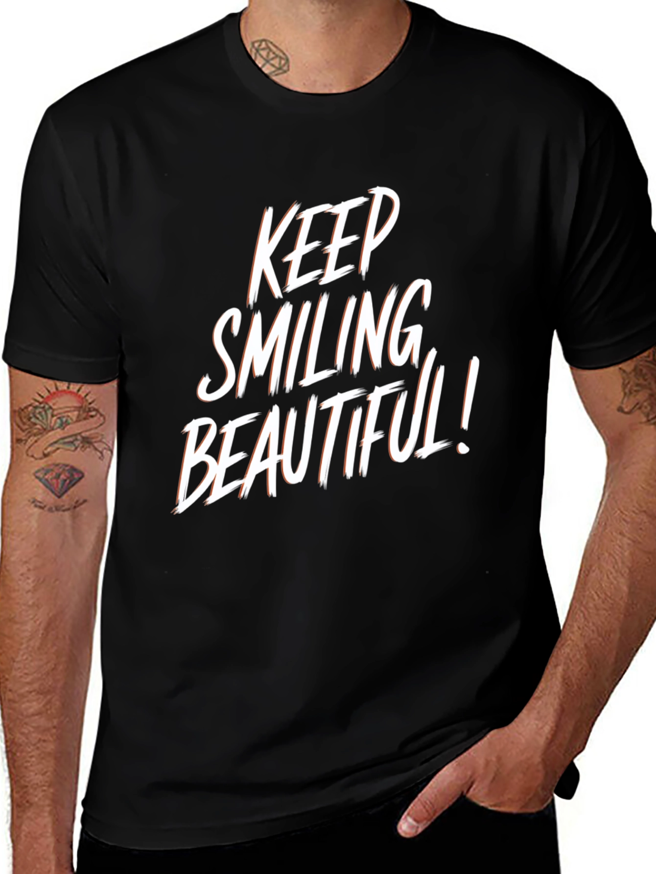Variant 14 of Keep Smiling Beautiful Graphic Tee - Men's Black T-Shirt
