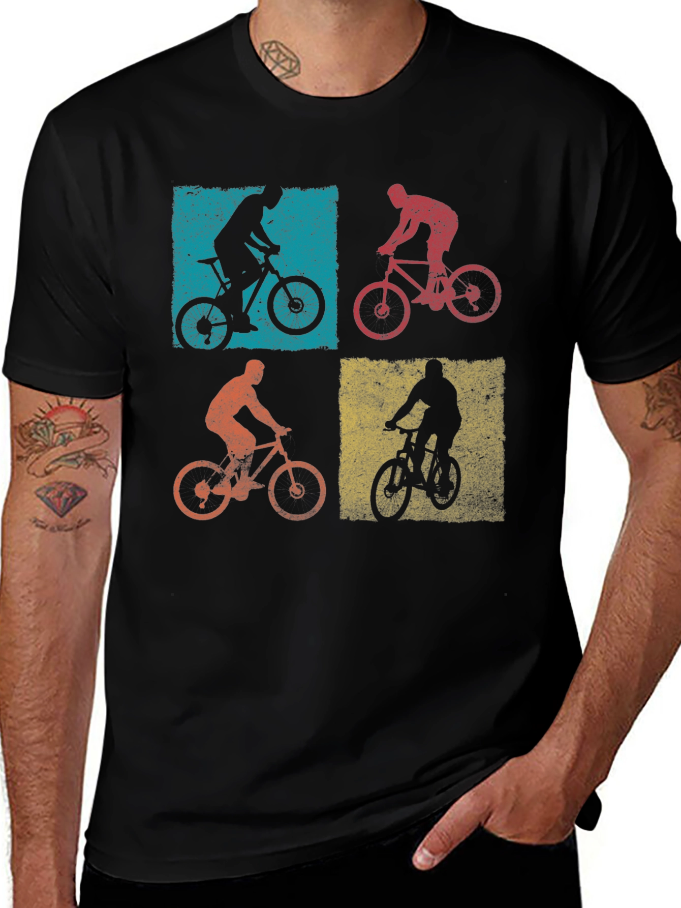 Variant 14 of Retro Mountain Biking T-Shirt - Four Panel Design