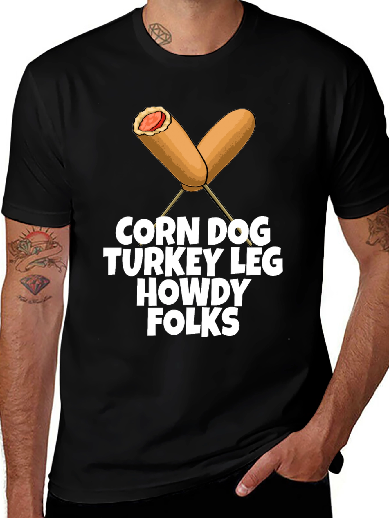 Variant 6 of Corn Dog Turkey Leg Howdy Folks T-Shirt