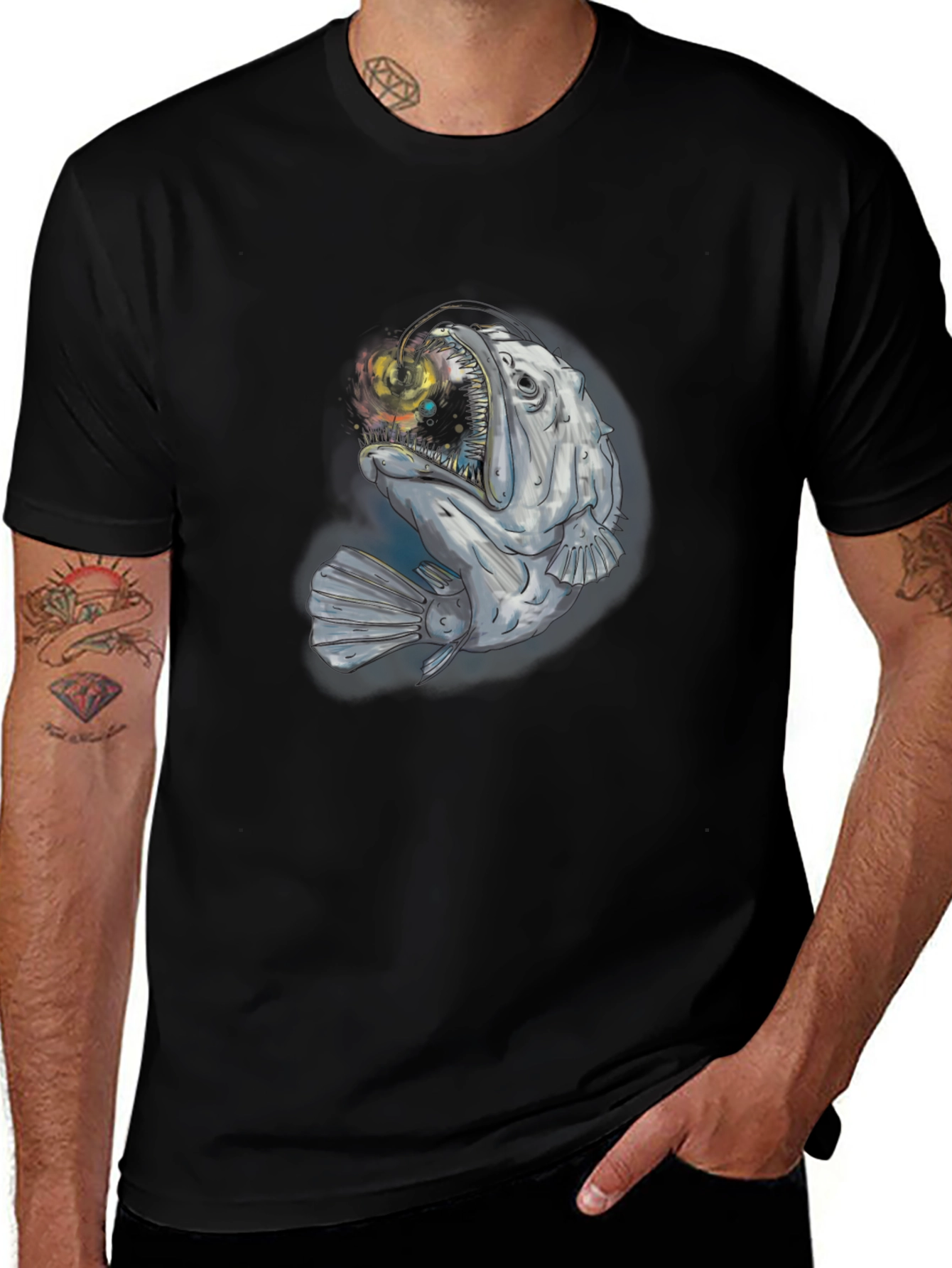 Variant 5 of Angler Fish Graphic T-Shirt - Deep Sea Style
