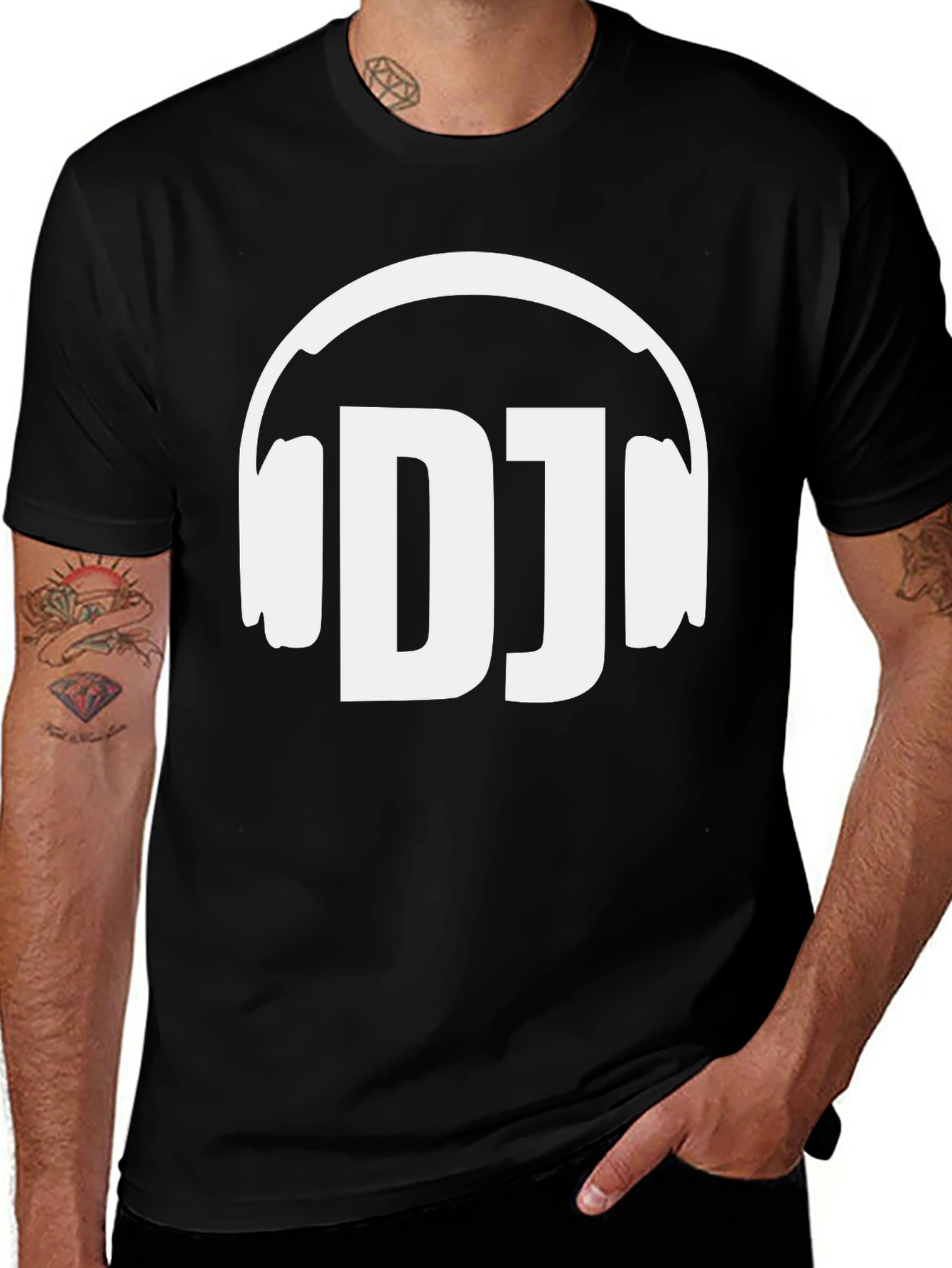 Variant 3 of DJ Headphones Graphic Tee - Black
