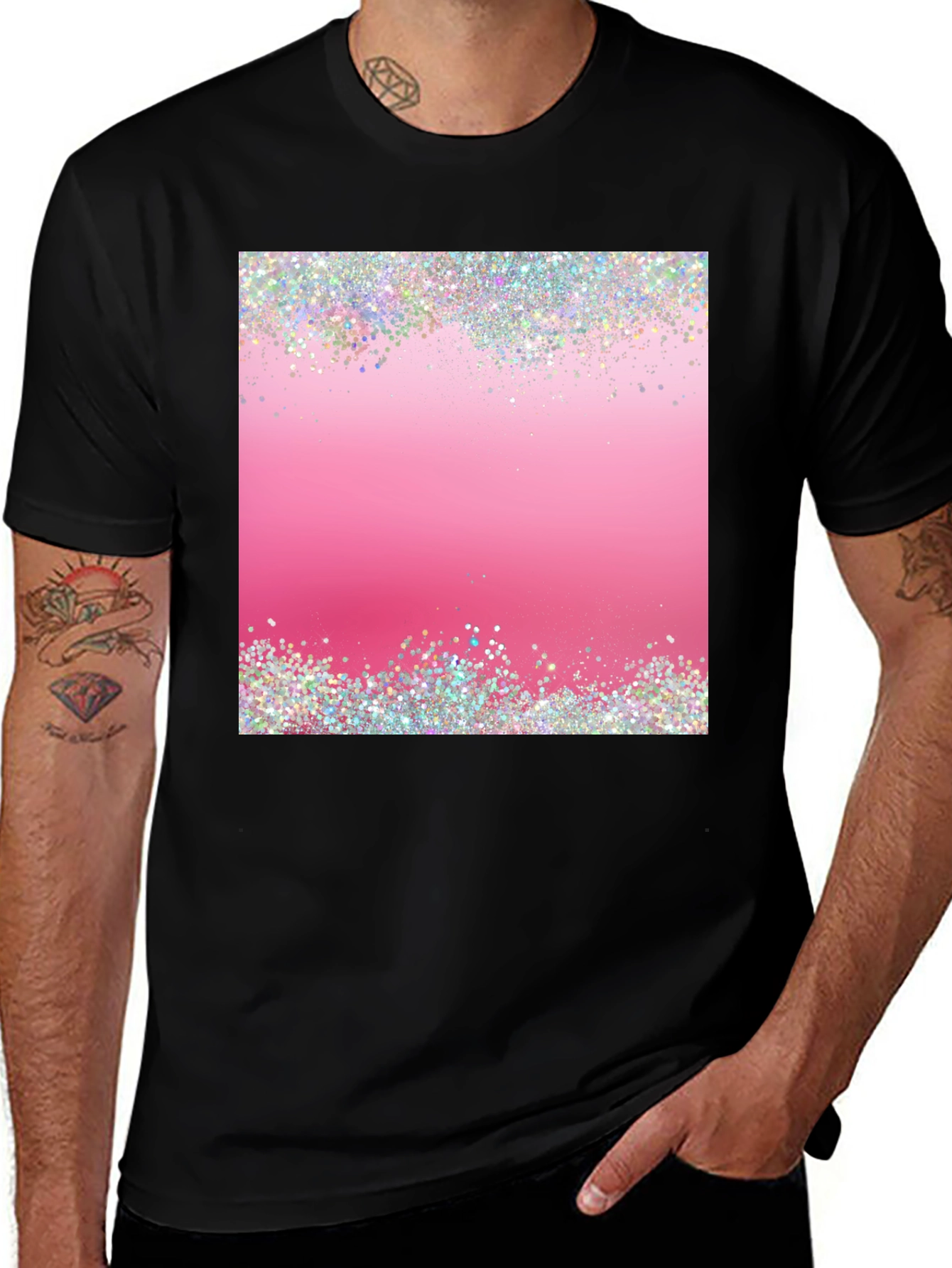 Pink Glitter Graphic Tee - Stylish Casual Wear