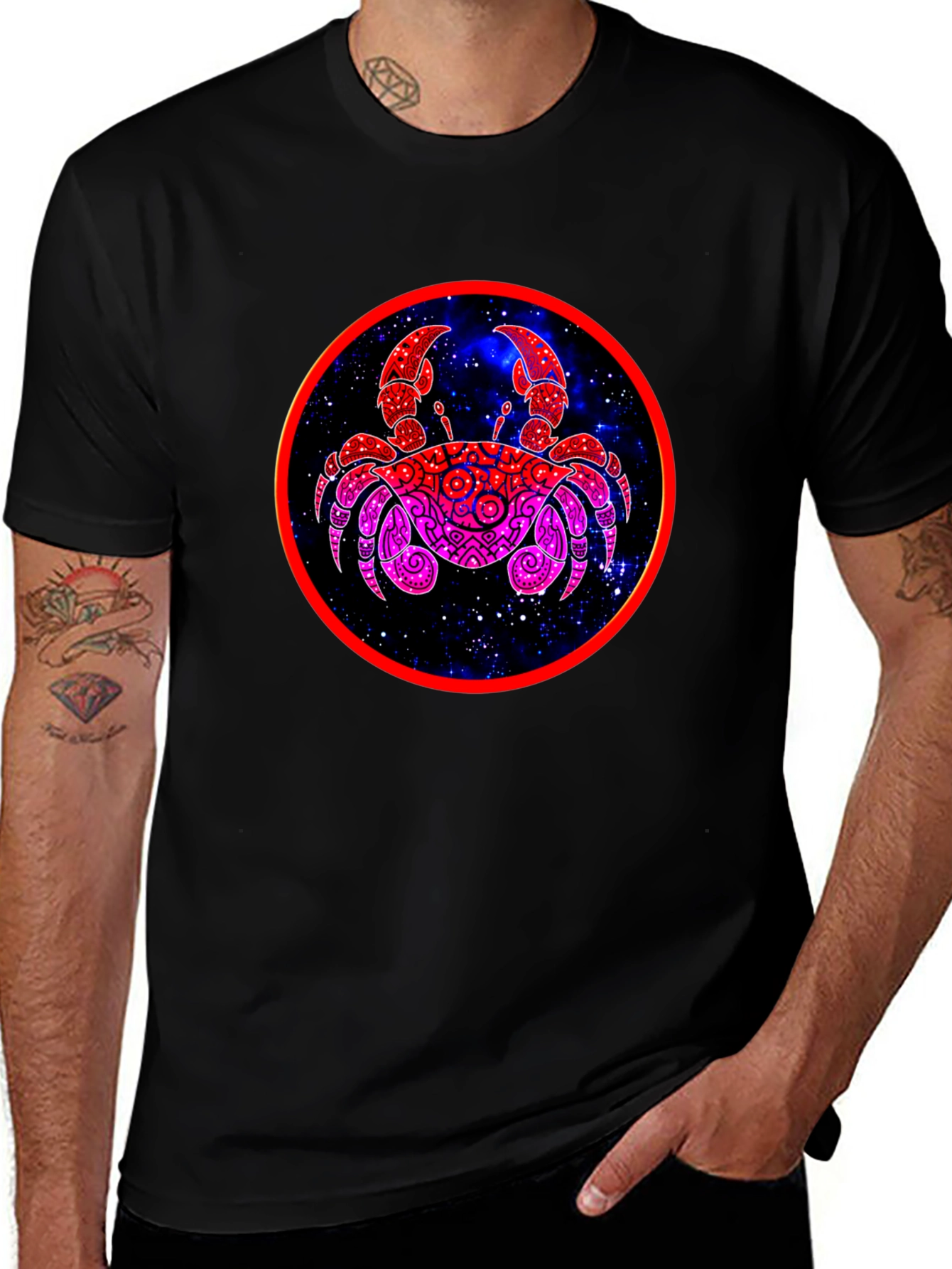Cosmic Cancer Zodiac Graphic T-Shirt