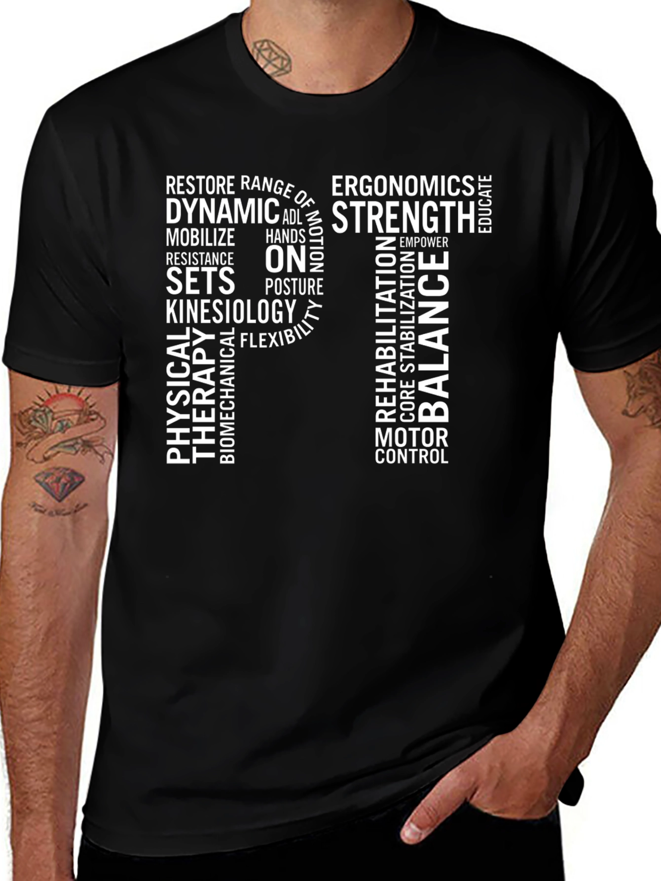Variant 28 of PT Physical Therapy Word Art T-Shirt