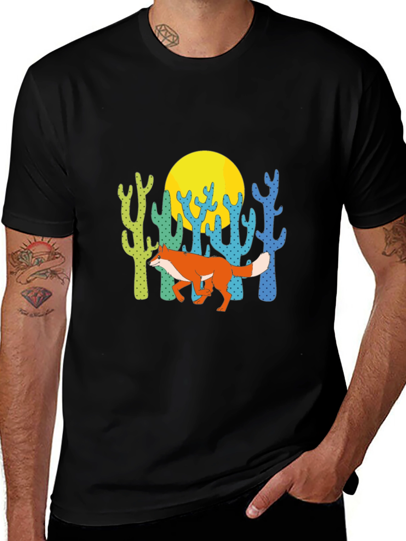 Variant 18 of Desert Fox Graphic Tee - Men's Black T-Shirt