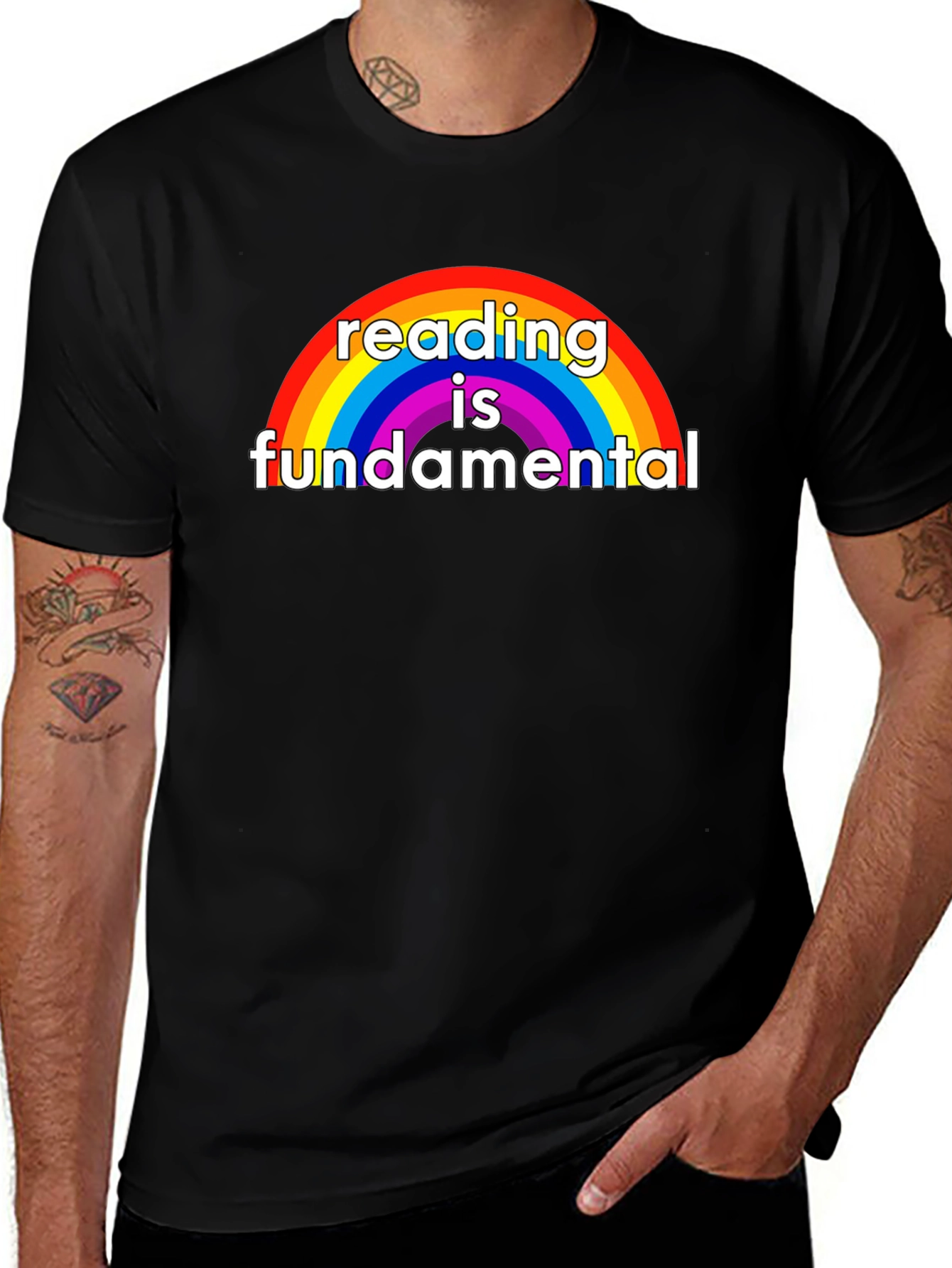 Variant 12 of Reading is Fundamental Rainbow Graphic Tee