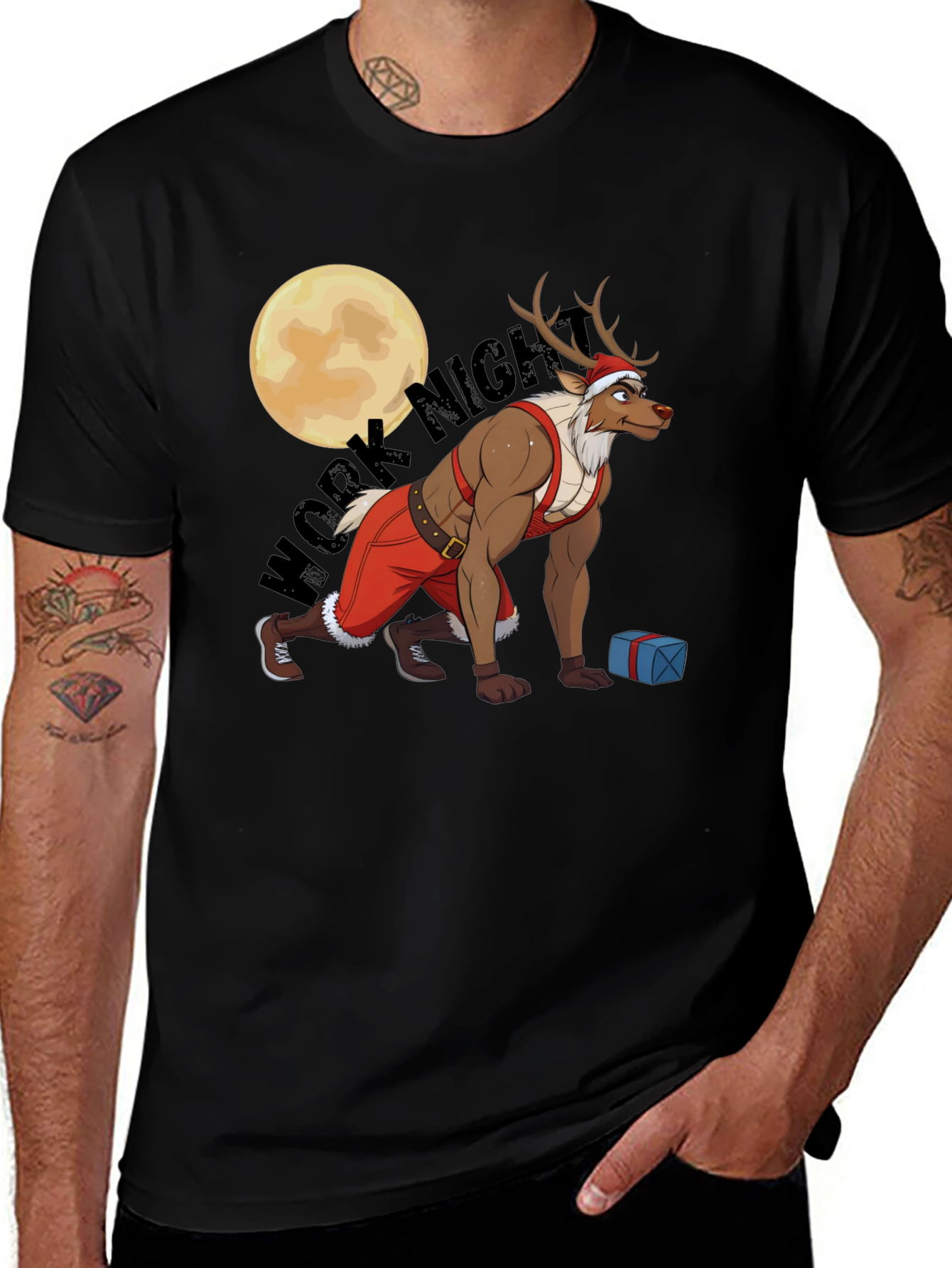 Variant 9 of Work Night Reindeer Christmas T-Shirt