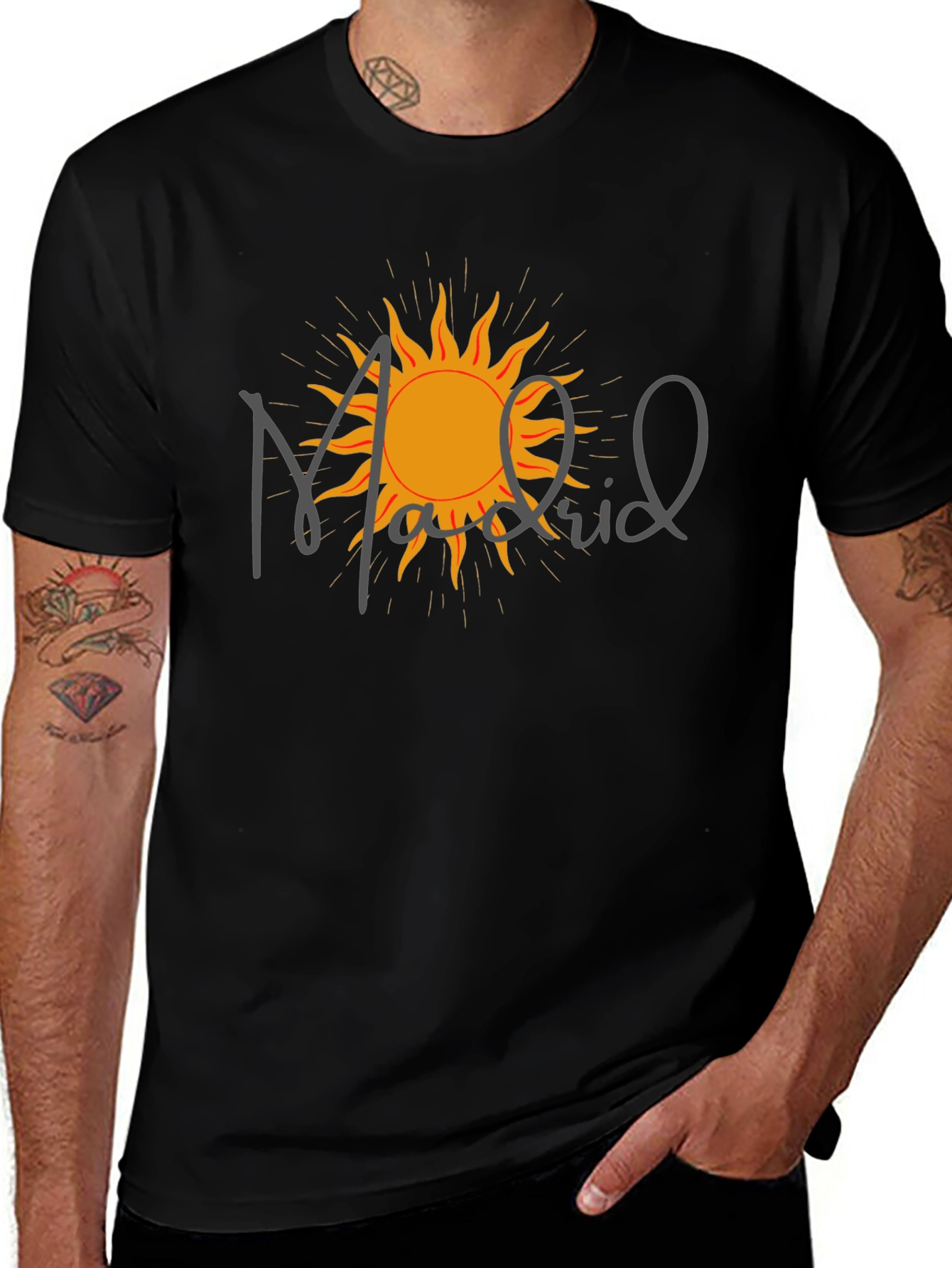 Variant 11 of Madrid Sun Graphic Tee - Modern Black T-Shirt