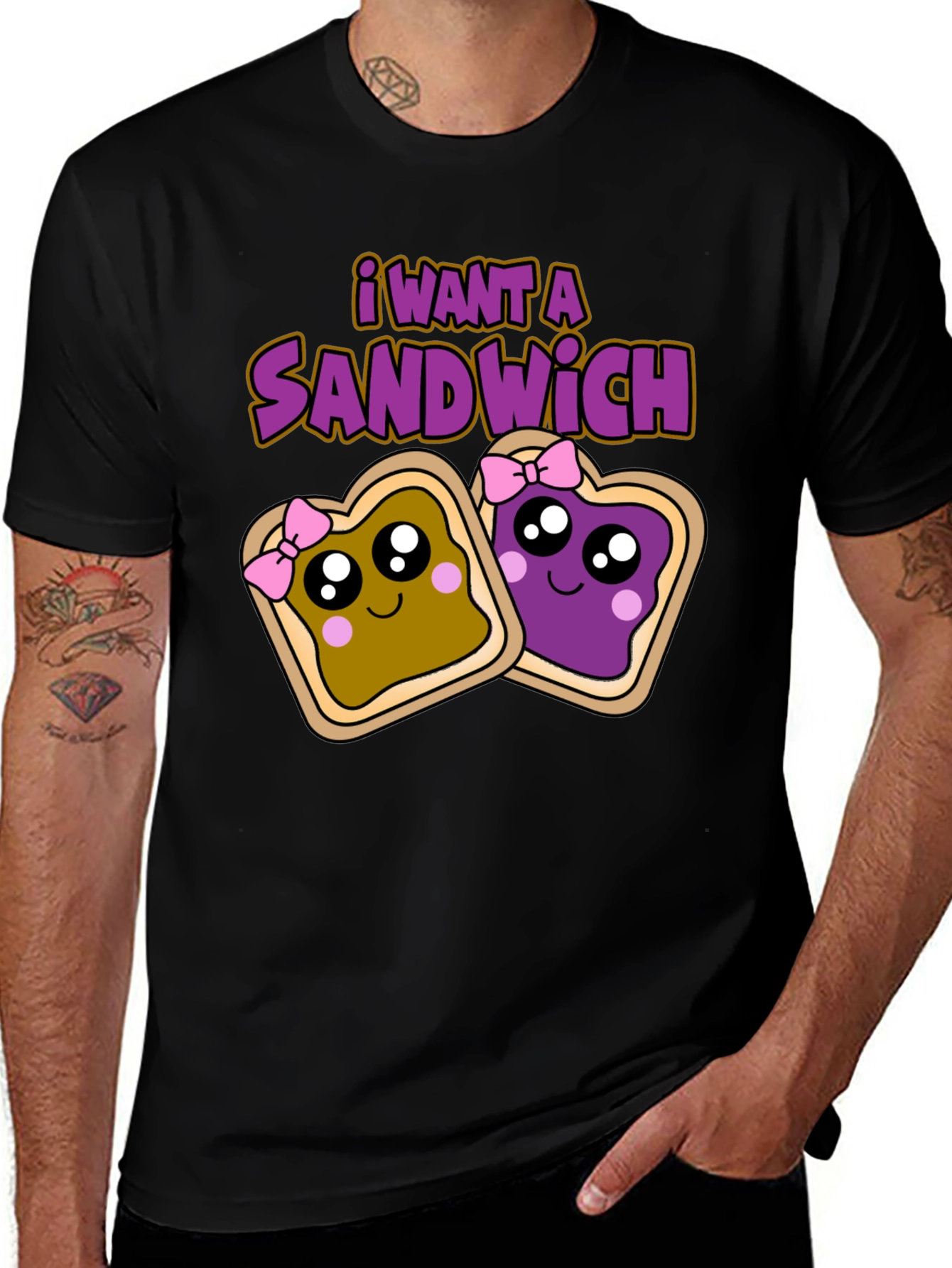 Variant 17 of I Want a Sandwich T-Shirt - Cartoon Style