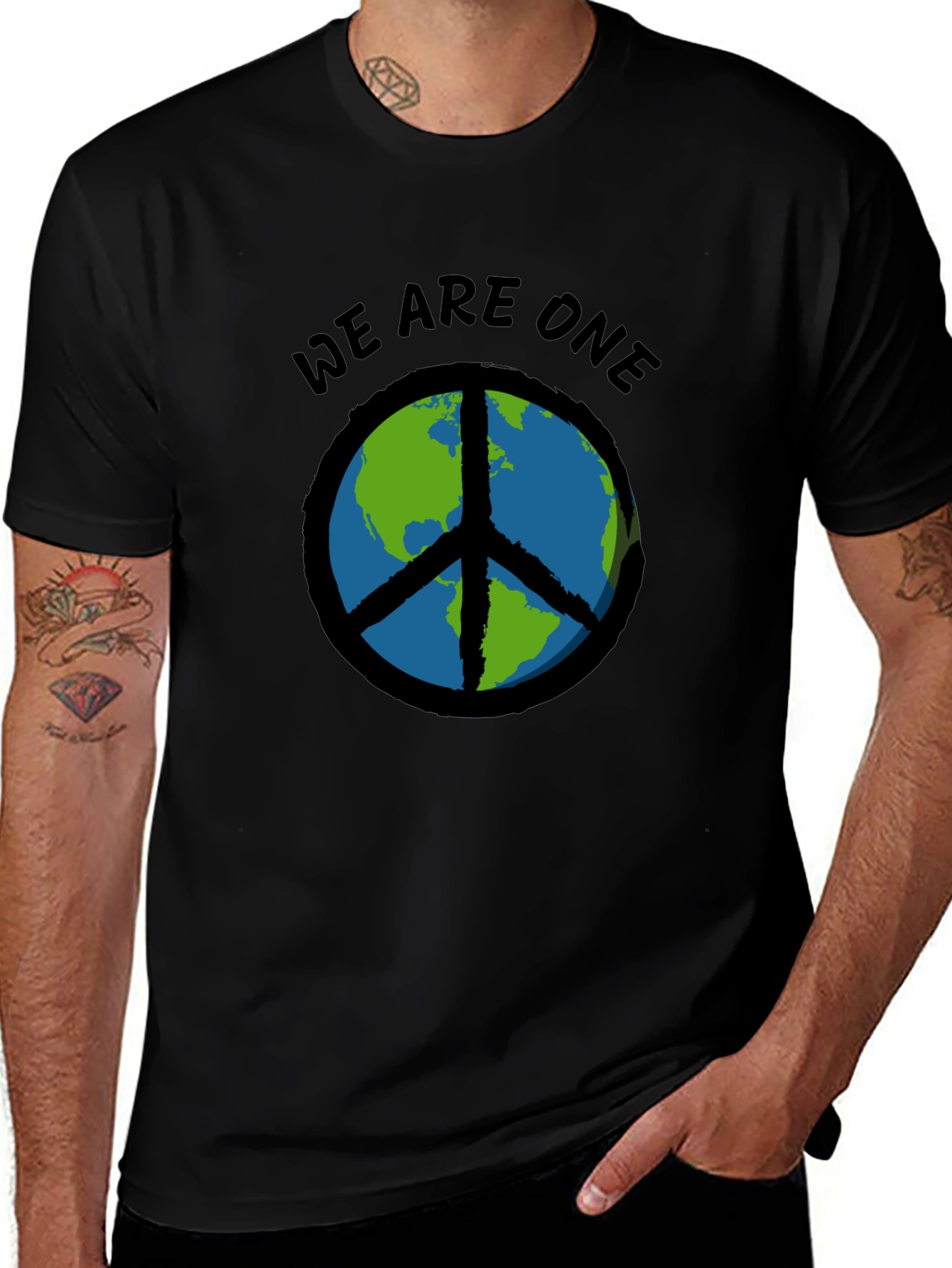 Variant 22 of We Are One Earth Peace Sign Graphic Tee