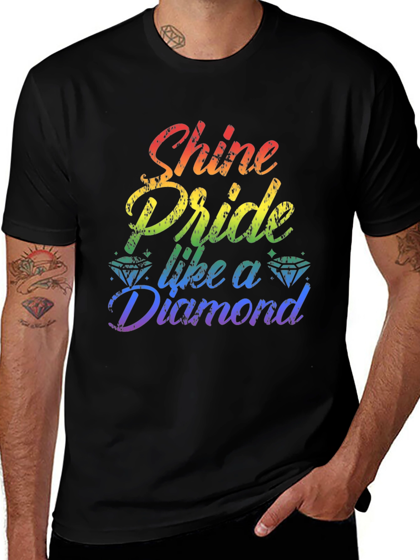 Variant 11 of Shine Pride Diamond Graphic Tee - Black