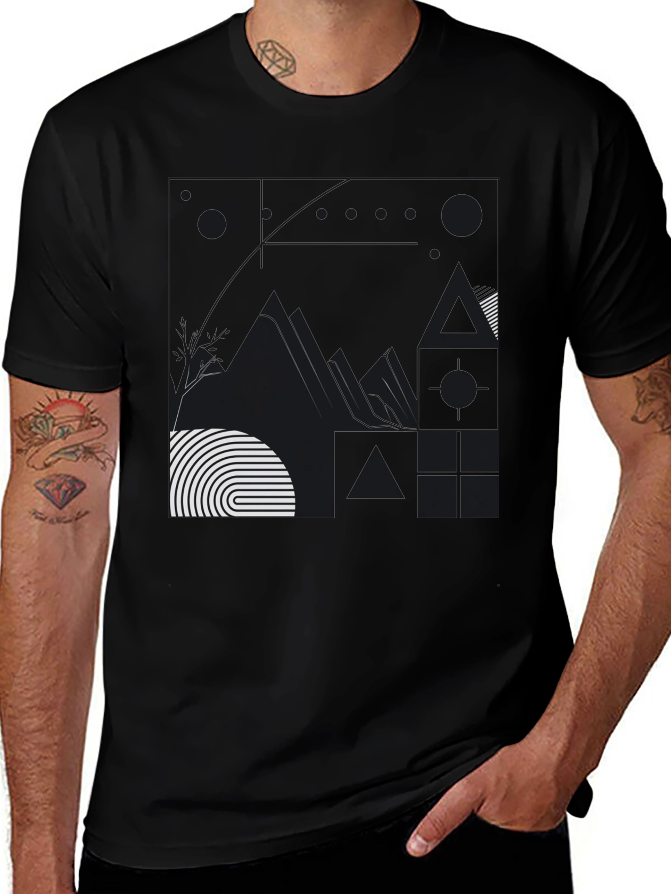 Variant 12 of Abstract Graphic Print Black T-Shirt