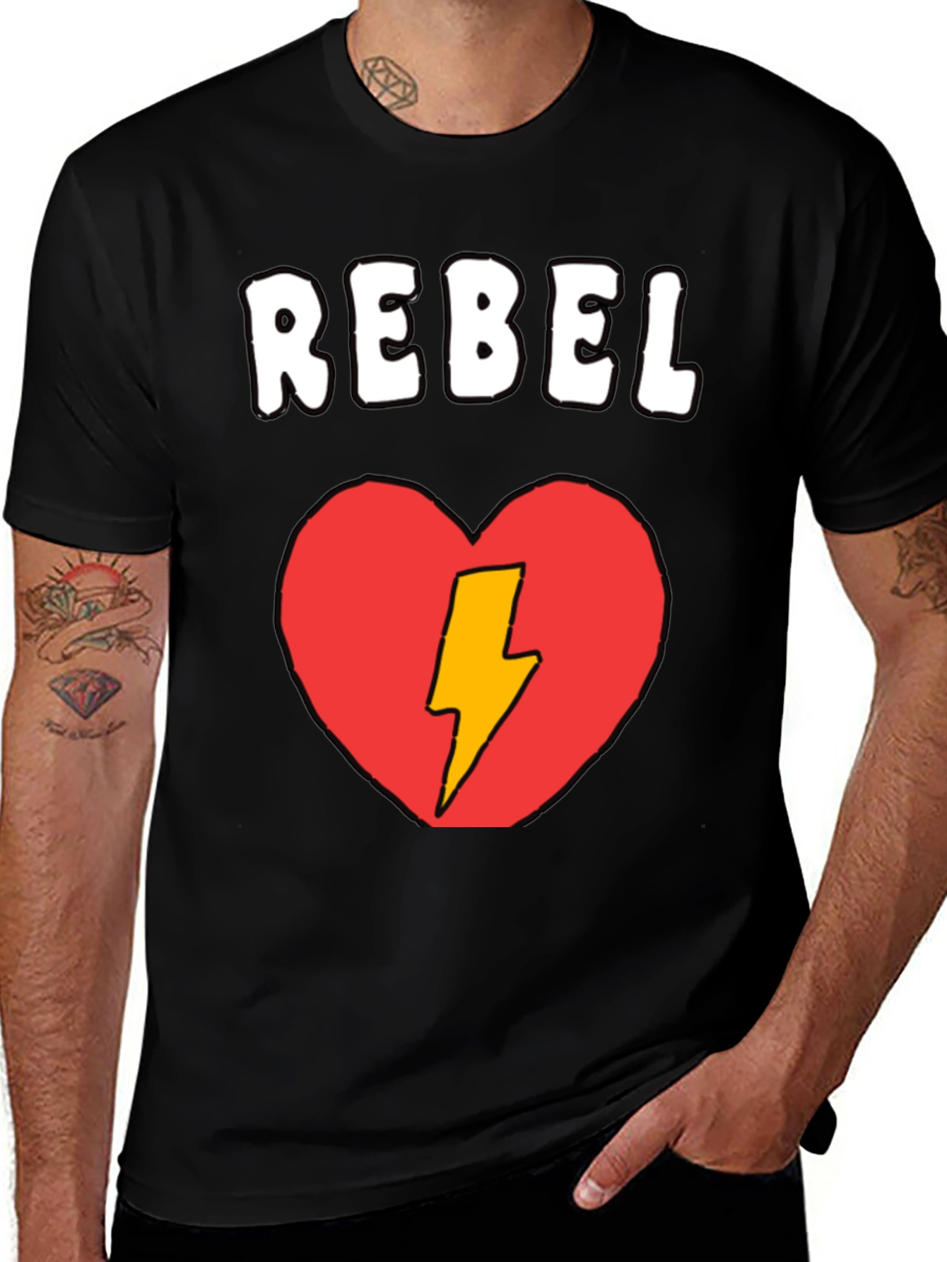Variant 4 of Rebel Heart T-Shirt - Black Cotton Tee
