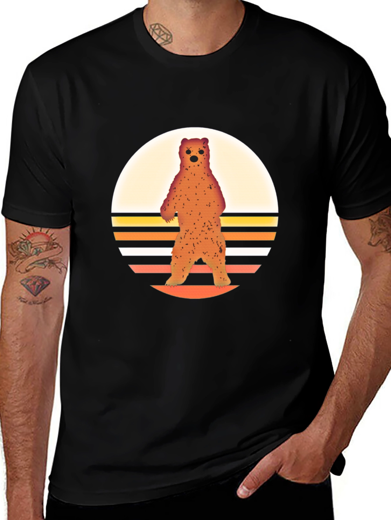 Variant 27 of Bear Sunset Graphic Tee - Stylish Casual Wear