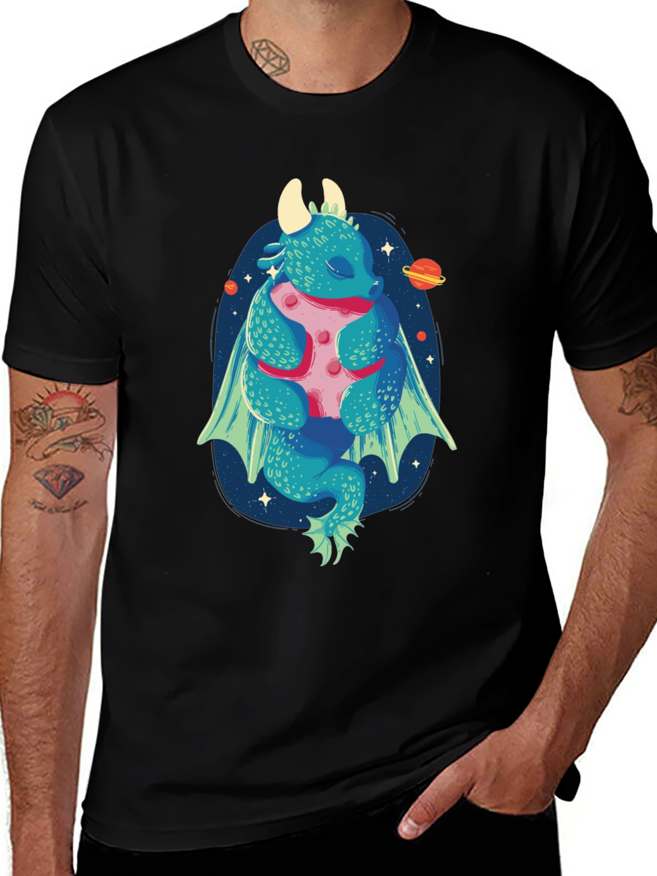 Variant 9 of Dragon Hugging Moon Graphic Tee