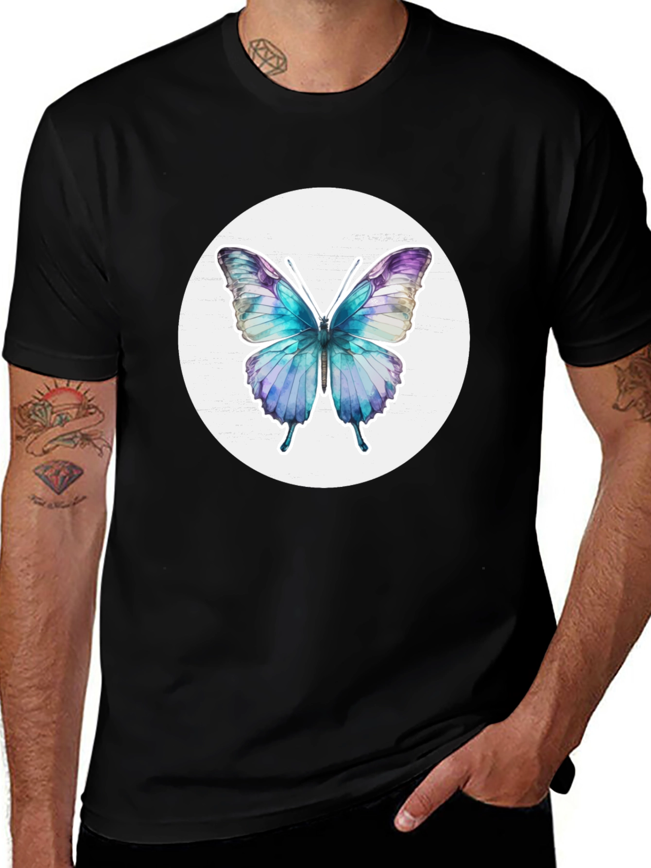 Variant 14 of Butterfly Graphic Tee - Black Casual T-Shirt