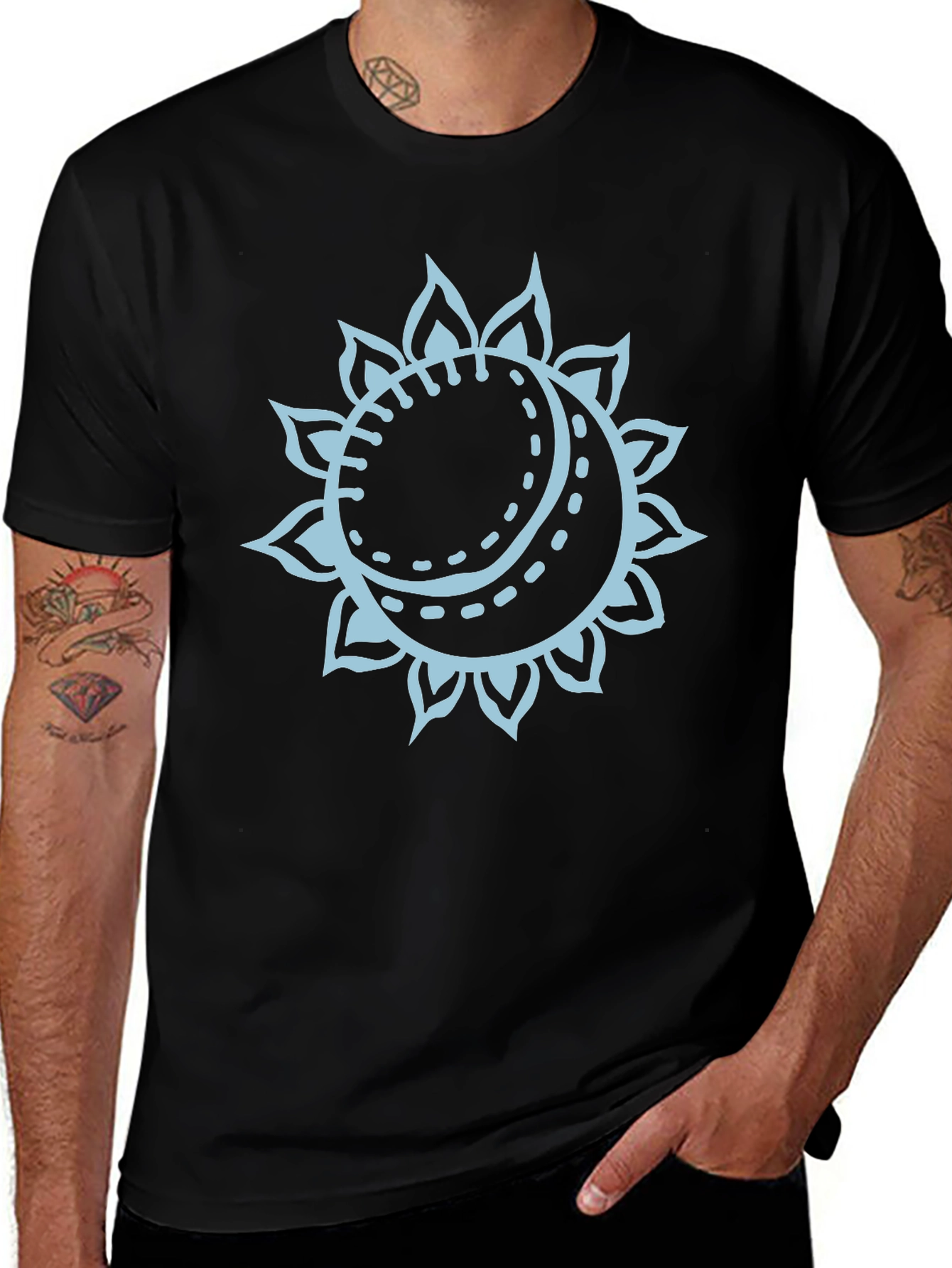 Variant 27 of Celestial Sun & Moon Graphic Tee - Black