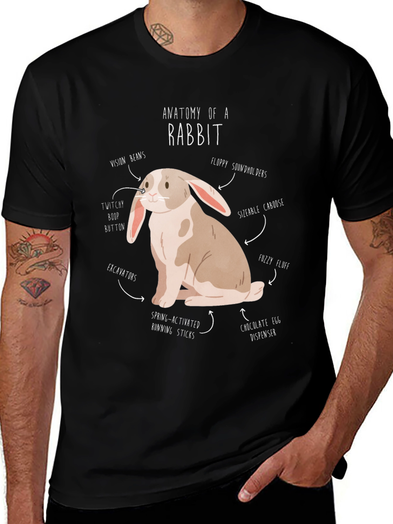 Variant 10 of Anatomy of a Rabbit T-Shirt Funny Bunny Tee