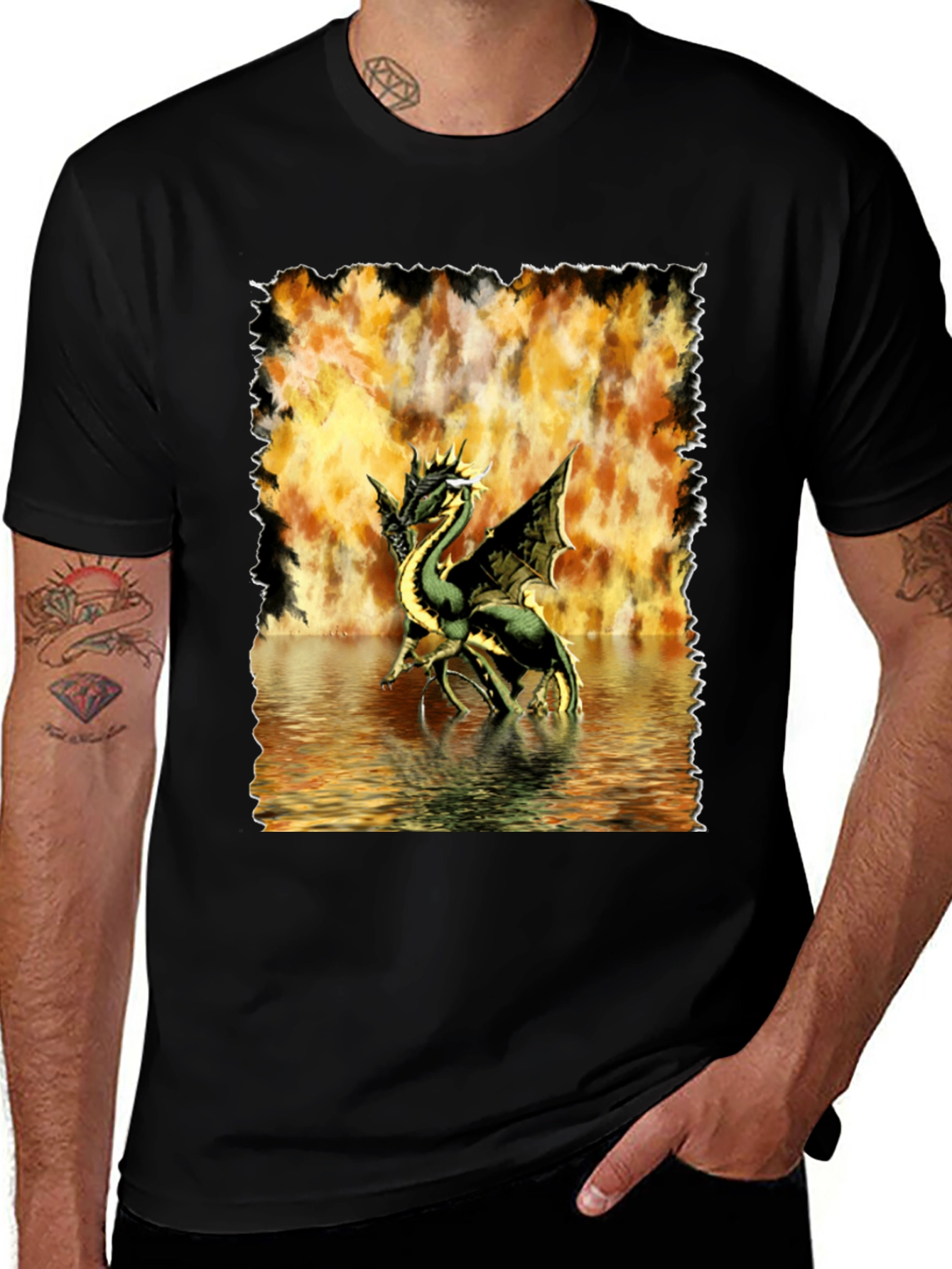 Variant 9 of Dragon T-Shirt: Fire & Water Graphic Tee