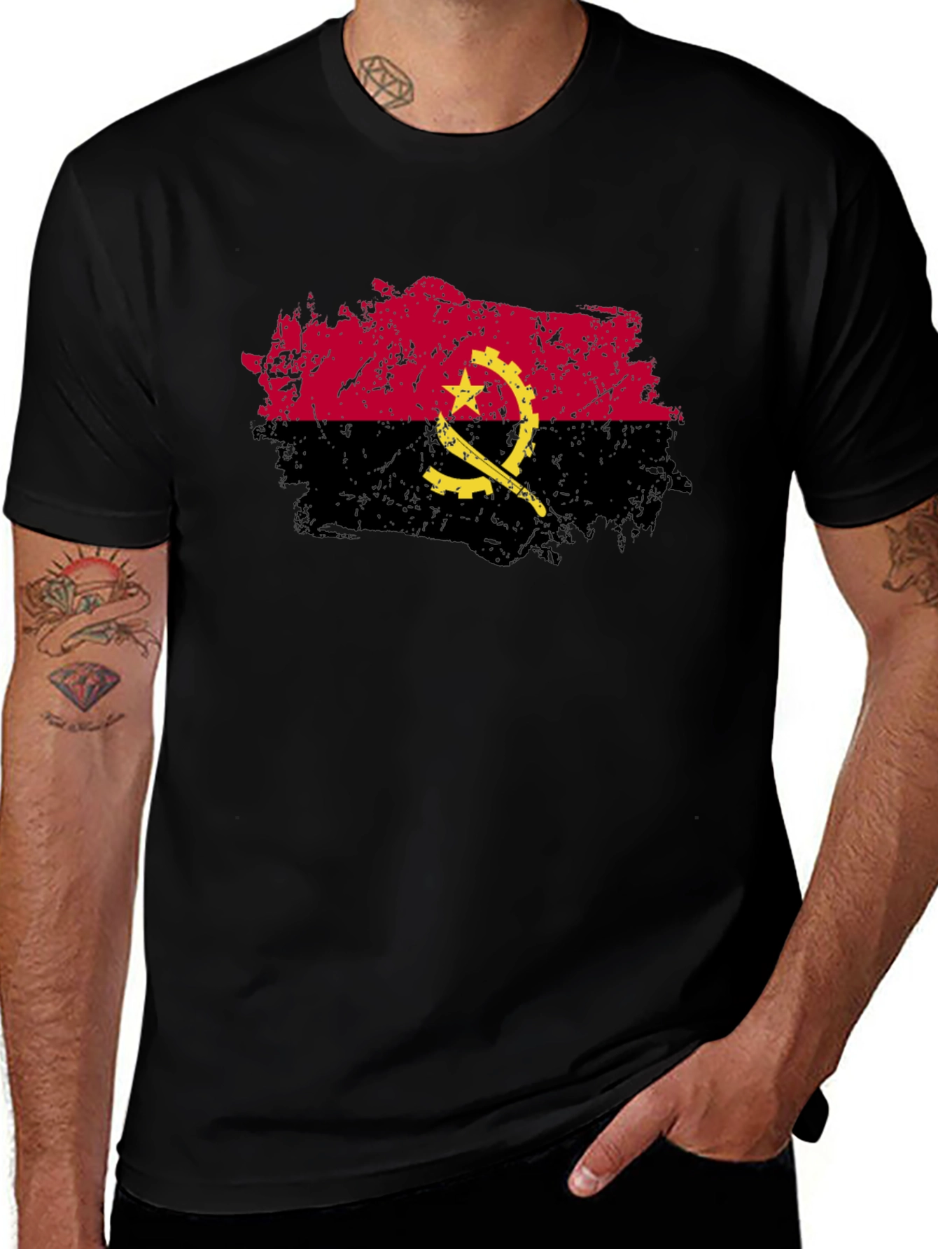 Angola Flag Grunge Style Graphic T-Shirt