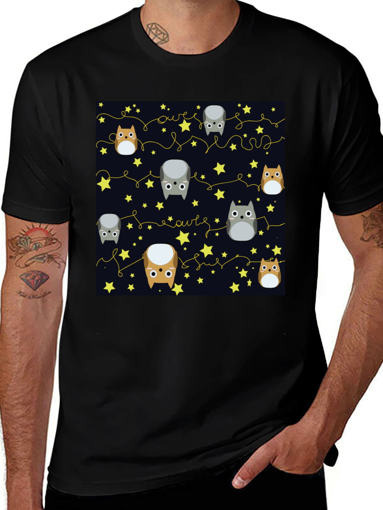 Variant 15 of Cute Owls & Stars Graphic T-Shirt