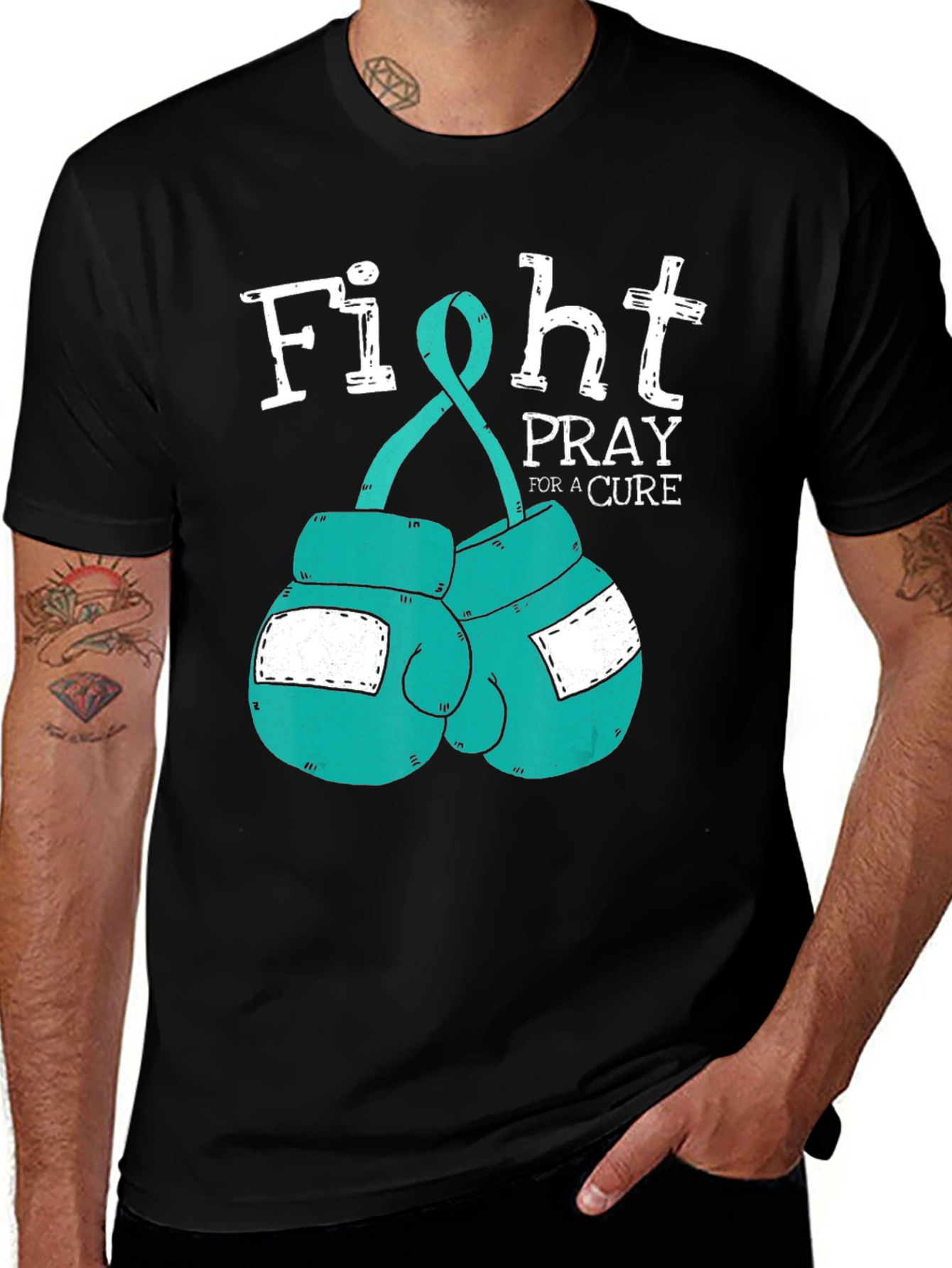 Variant 18 of Fight Pray Cure Boxing Gloves T-Shirt