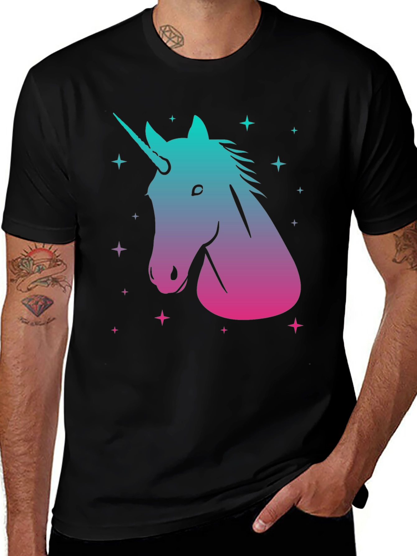 Variant 12 of Unicorn Graphic Tee - Gradient Black Shirt