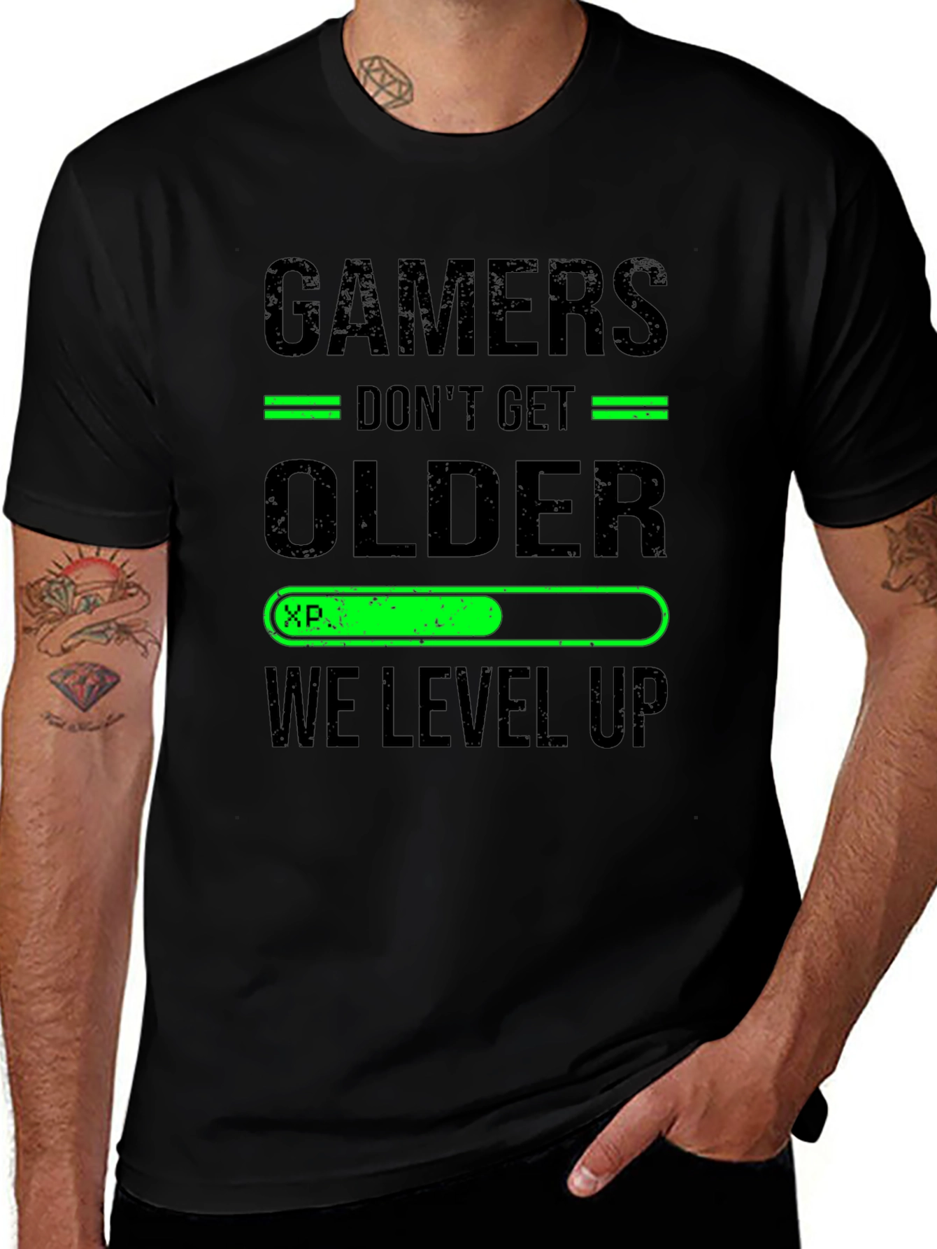 Variant 23 of Gamers Level Up Black T-Shirt