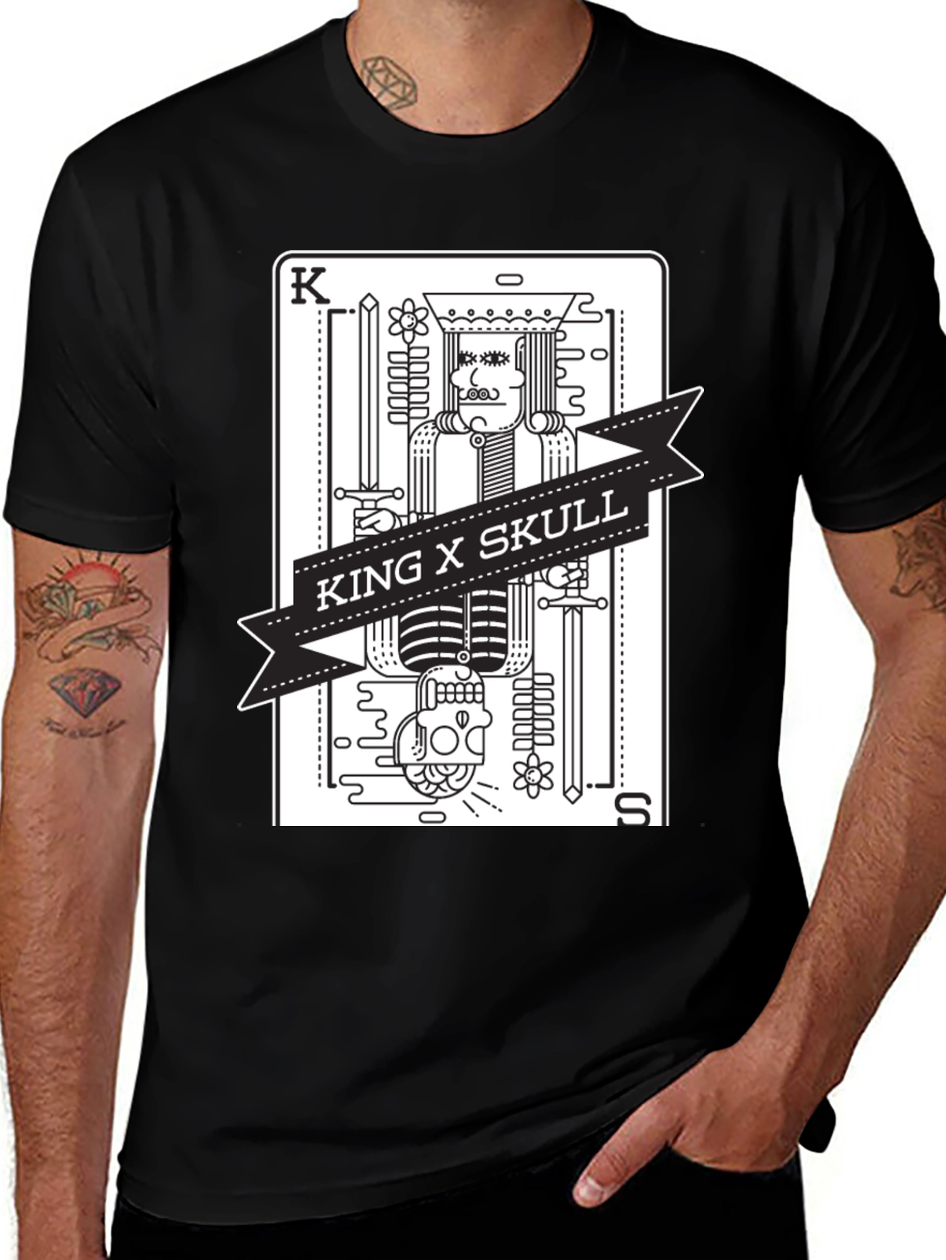 Black King X Skull Black Graphic Tee main image
