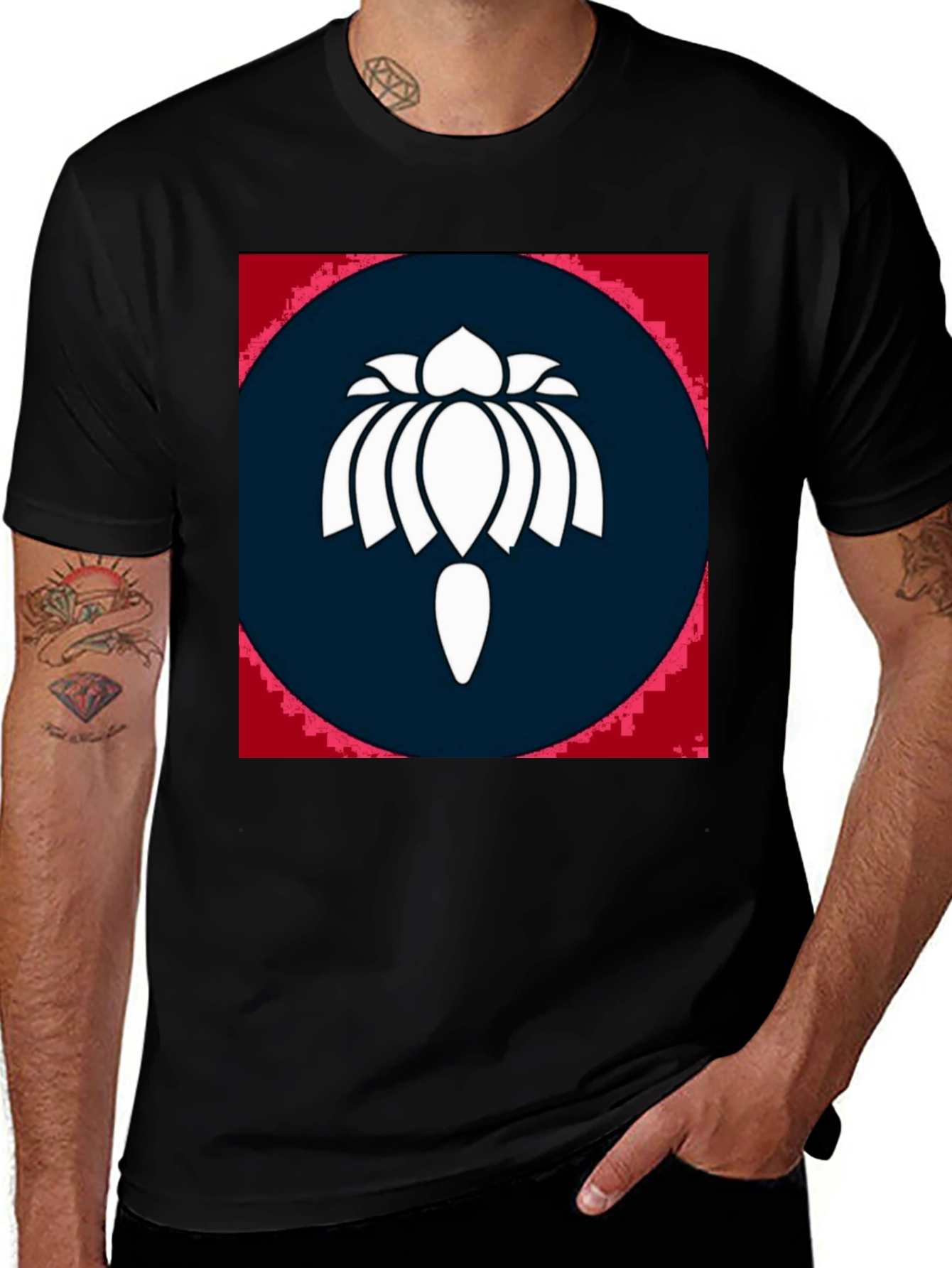 Variant 25 of Lotus Symbol Black T-Shirt