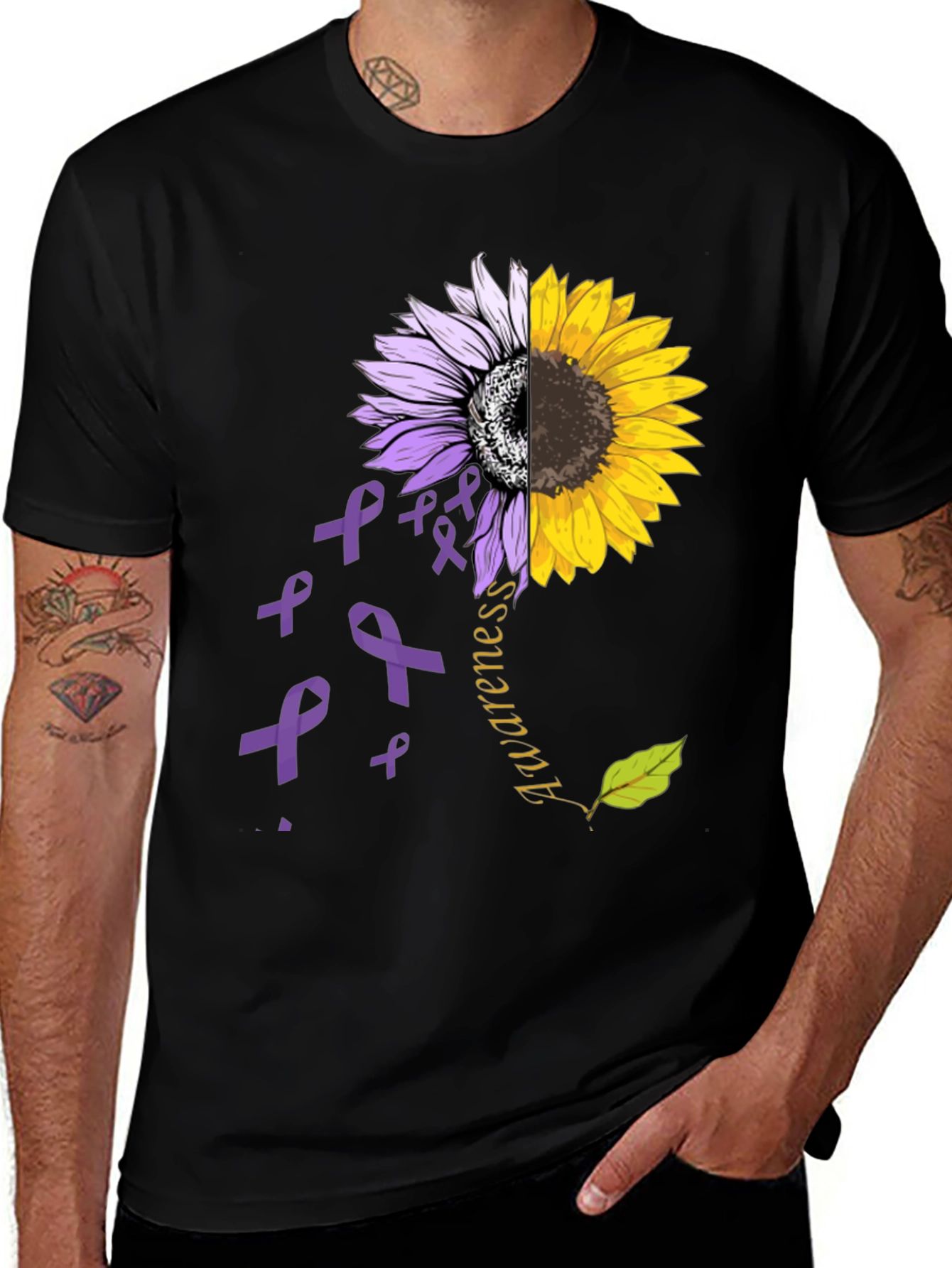 Variant 23 of Awareness Sunflower Ribbon Graphic Tee