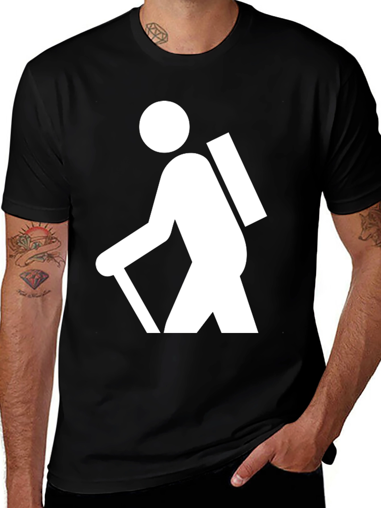 Variant 24 of Hiking Graphic T-Shirt - Black Cotton Tee