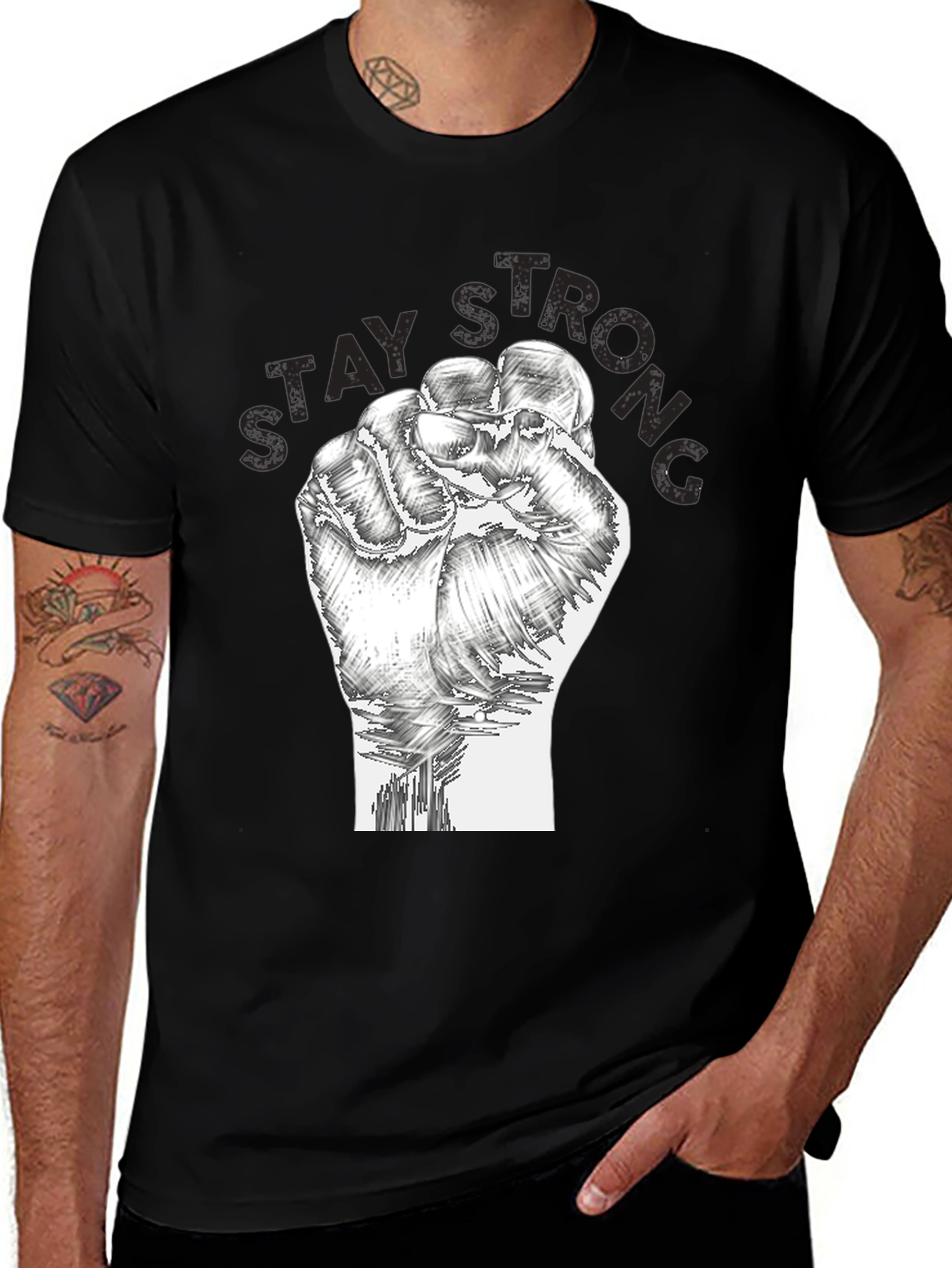Stay Strong Graphic T-Shirt - Fist Design