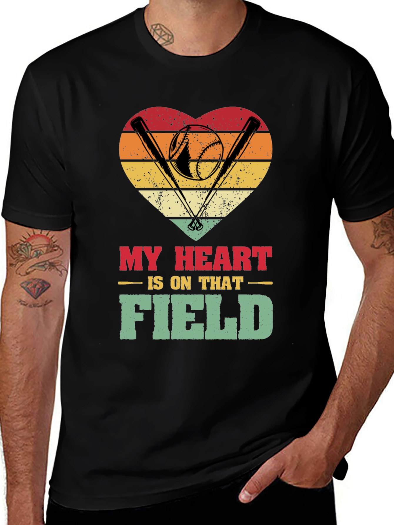 Variant 24 of Baseball Heartbeat T-Shirt - My Heart is on That Field