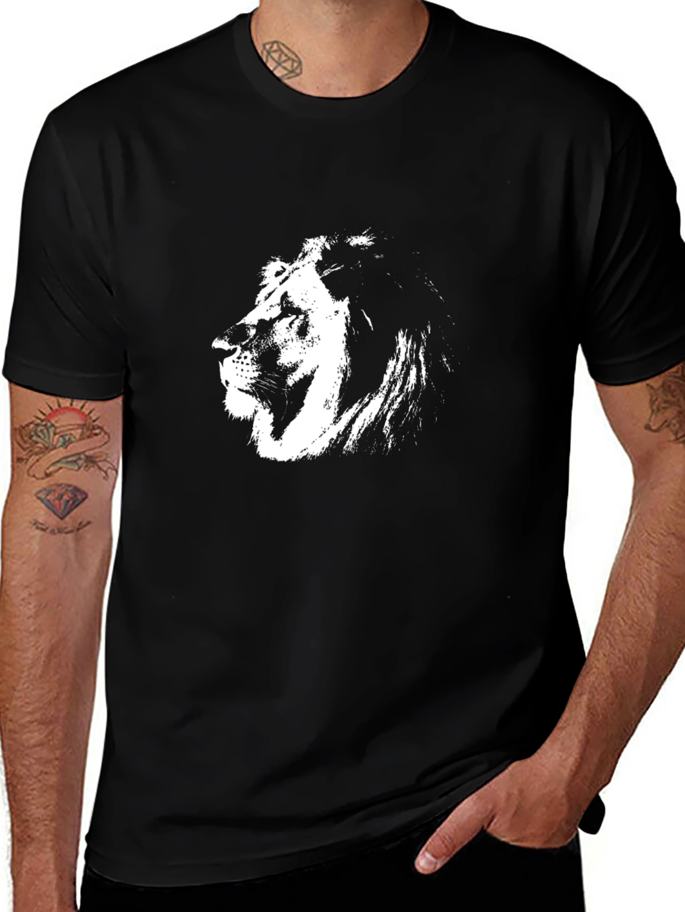 Variant 25 of Lion Graphic Black T-Shirt - Bold Statement Tee
