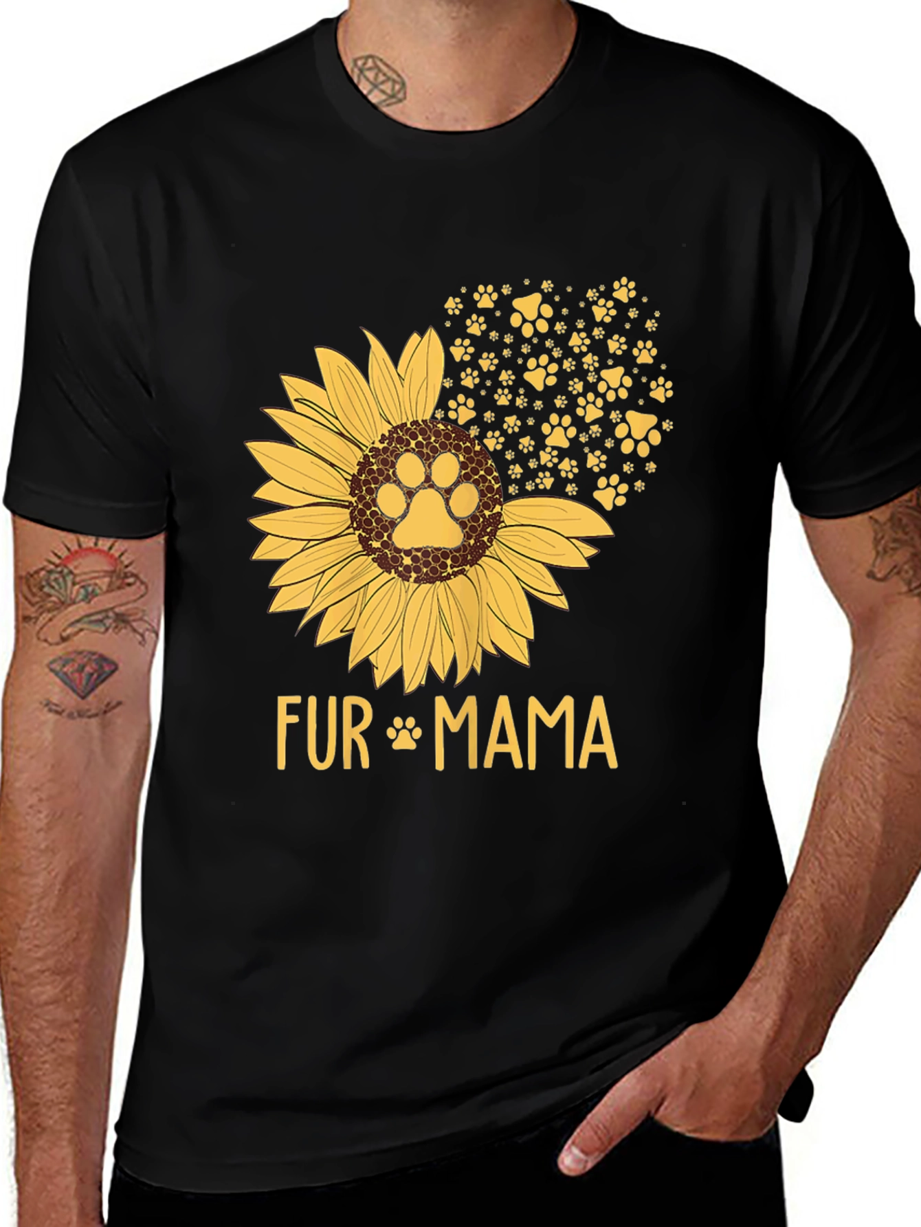 Variant 17 of Fur Mama Sunflower Paw Print Graphic T-Shirt